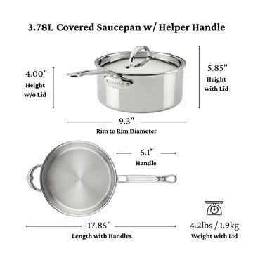 Hestan ProBond Luxe Induction Stainless Steel Saucepan with Lid & Helper Handle - 22cm