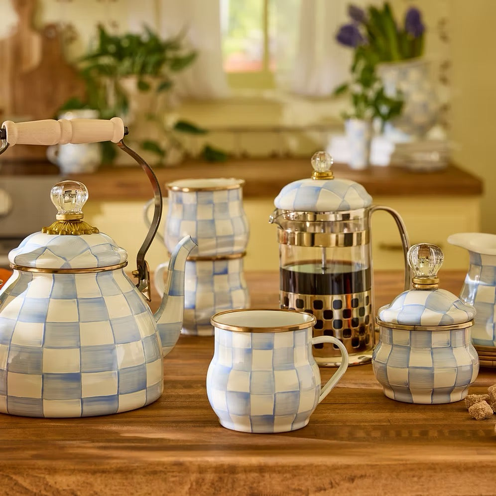 Mackenzie-Childs Sky Check Lidded Sugar Bowl