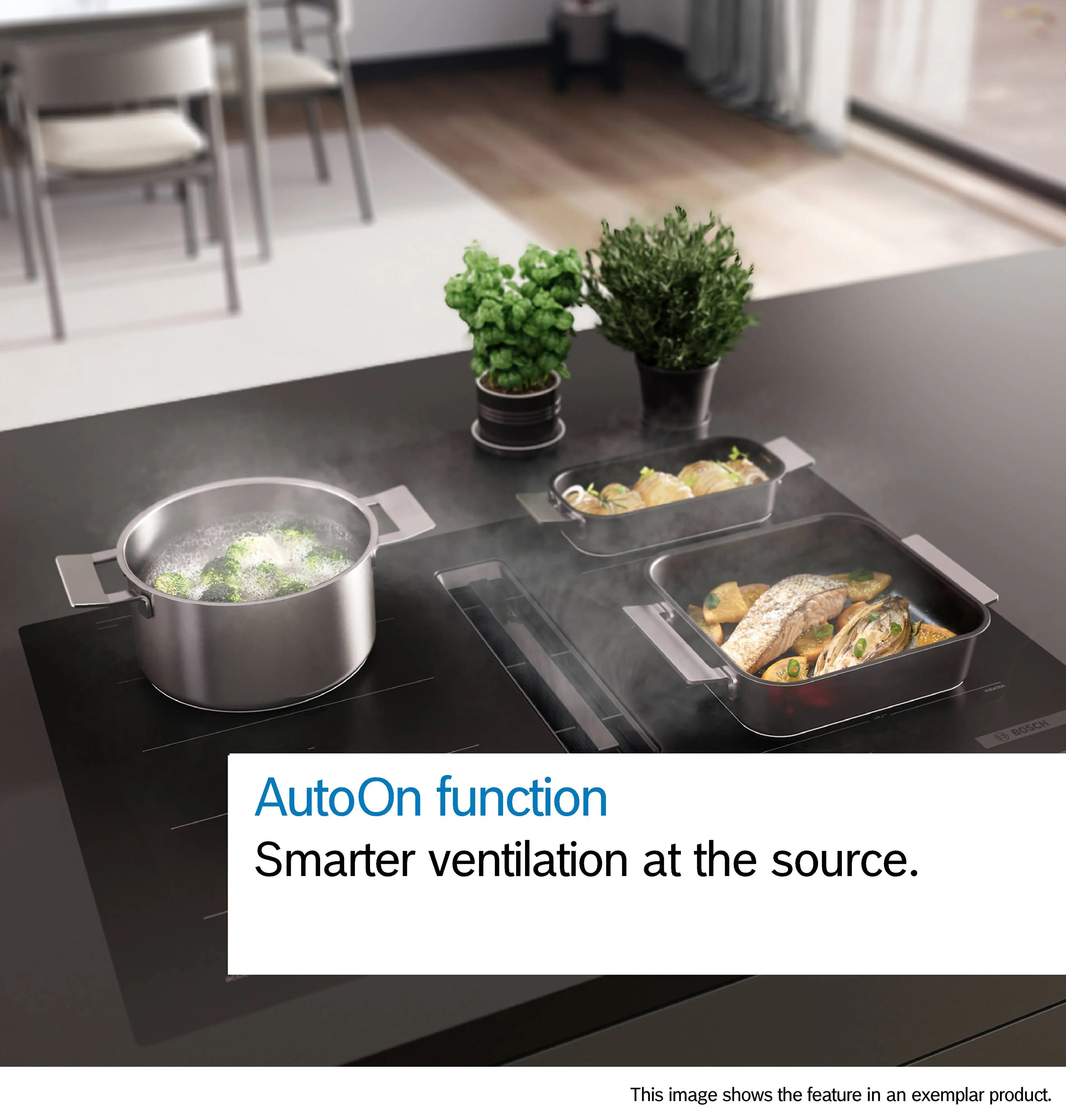 Bosch Series 6 Induction hob with integrated ventilation system 70 cm surface mount without frame - PVQ731H26E