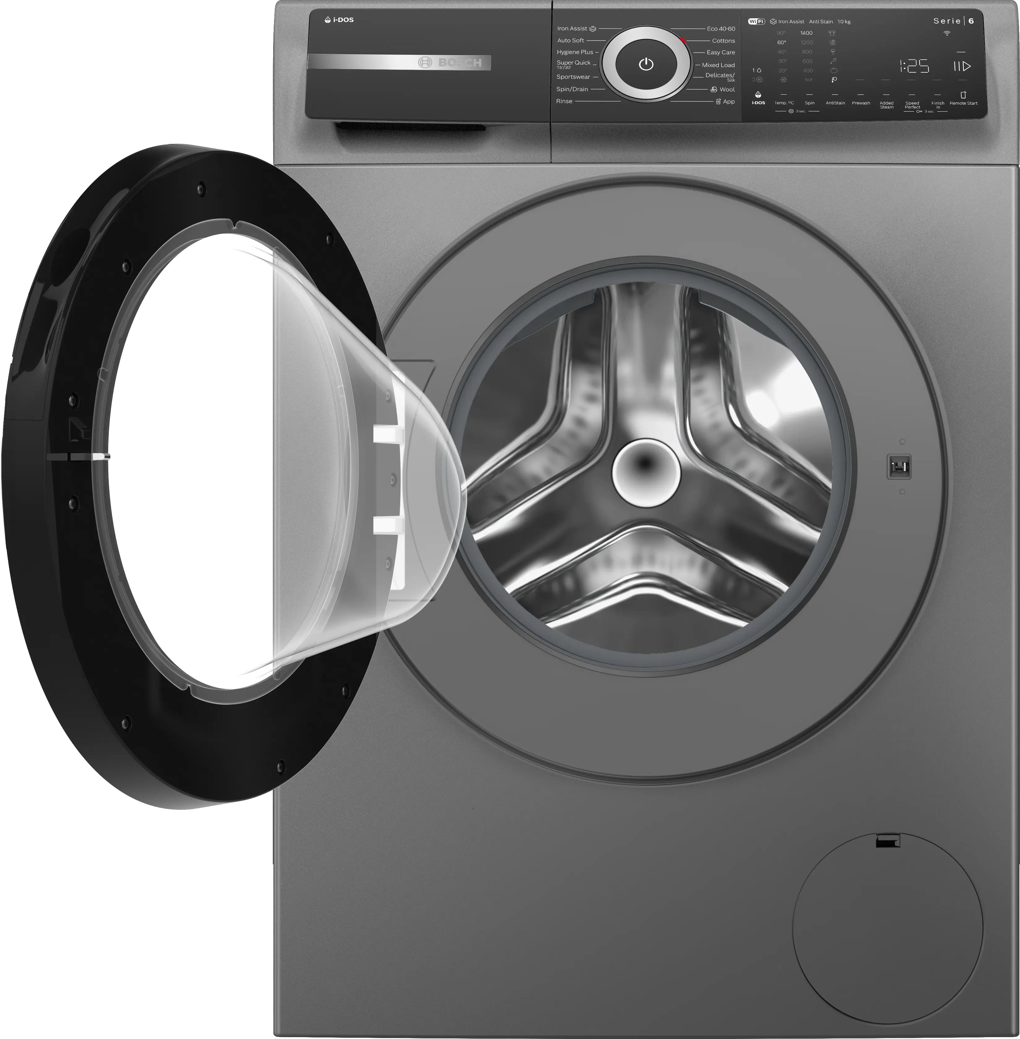 Bosch Series 6 Washing machine, front loader 10 kg max. 1400 rpm, Cast iron grey - WGH254ARGB