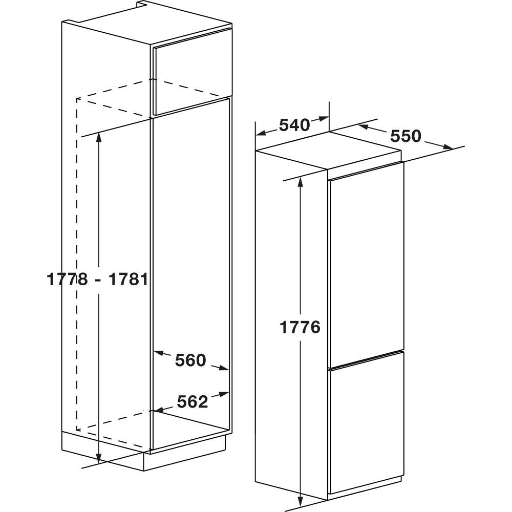 Fulgor Milano Built-In Combi Refrigerator - FBCD 355 TNF EDBL