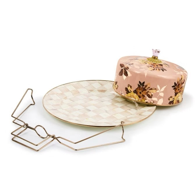 Mackenzie-Childs Wild Rose Mauve Cake Carrier