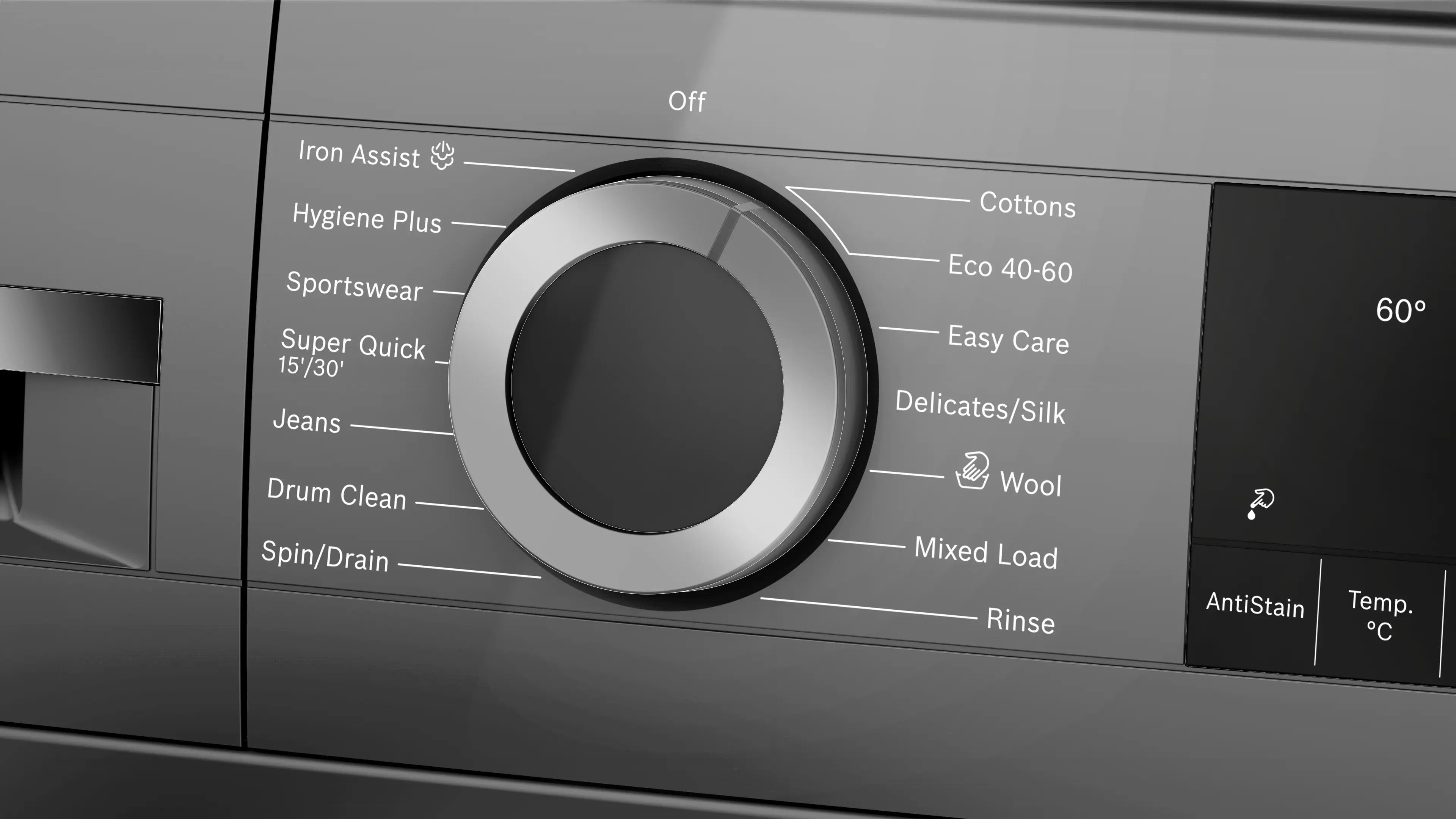 Bosch Series 6 Washing machine, front loader 9 kg max. 1400 rpm, Cast iron grey - WGG244ZCGB