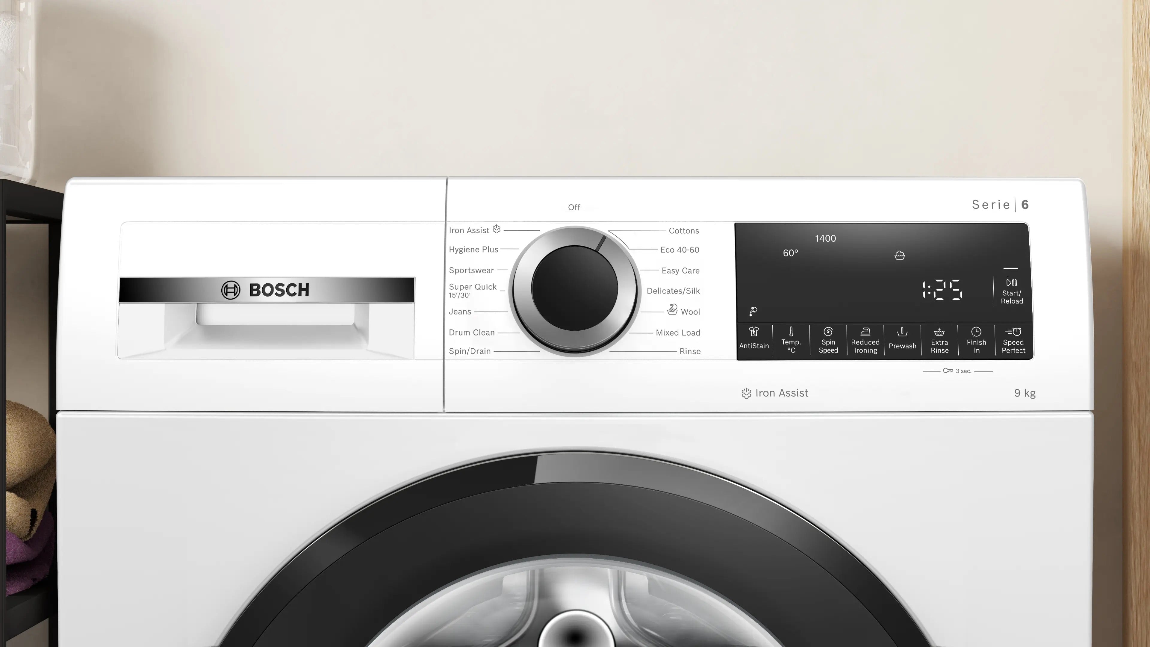 Bosch Series 6 Washing machine, front loader 9 kg max. 1400 rpm - WGG24400GB