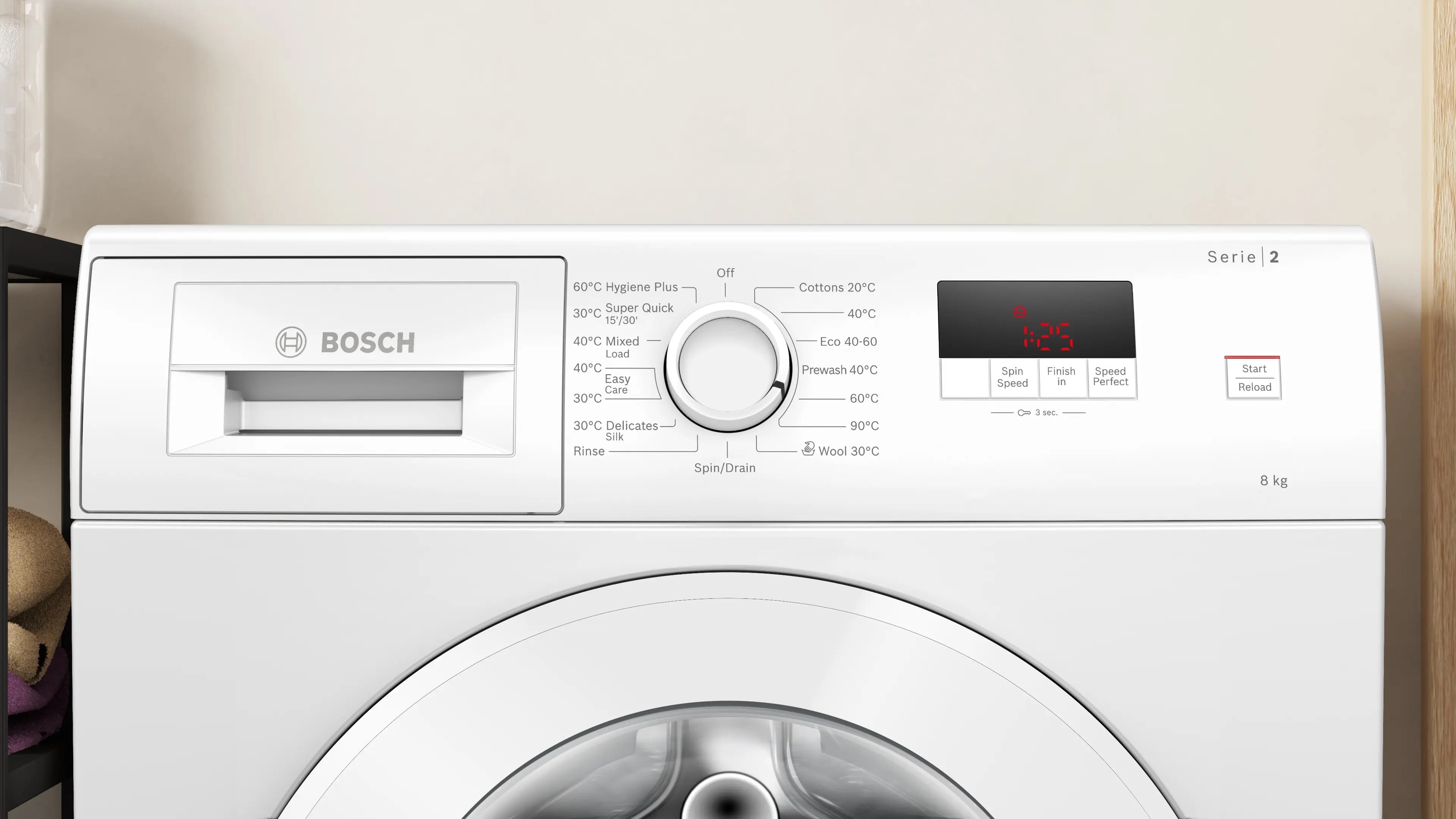 Bosch Series 2 Washing machine, front loader 8 kg max. 1400 rpm - WGE03408GB