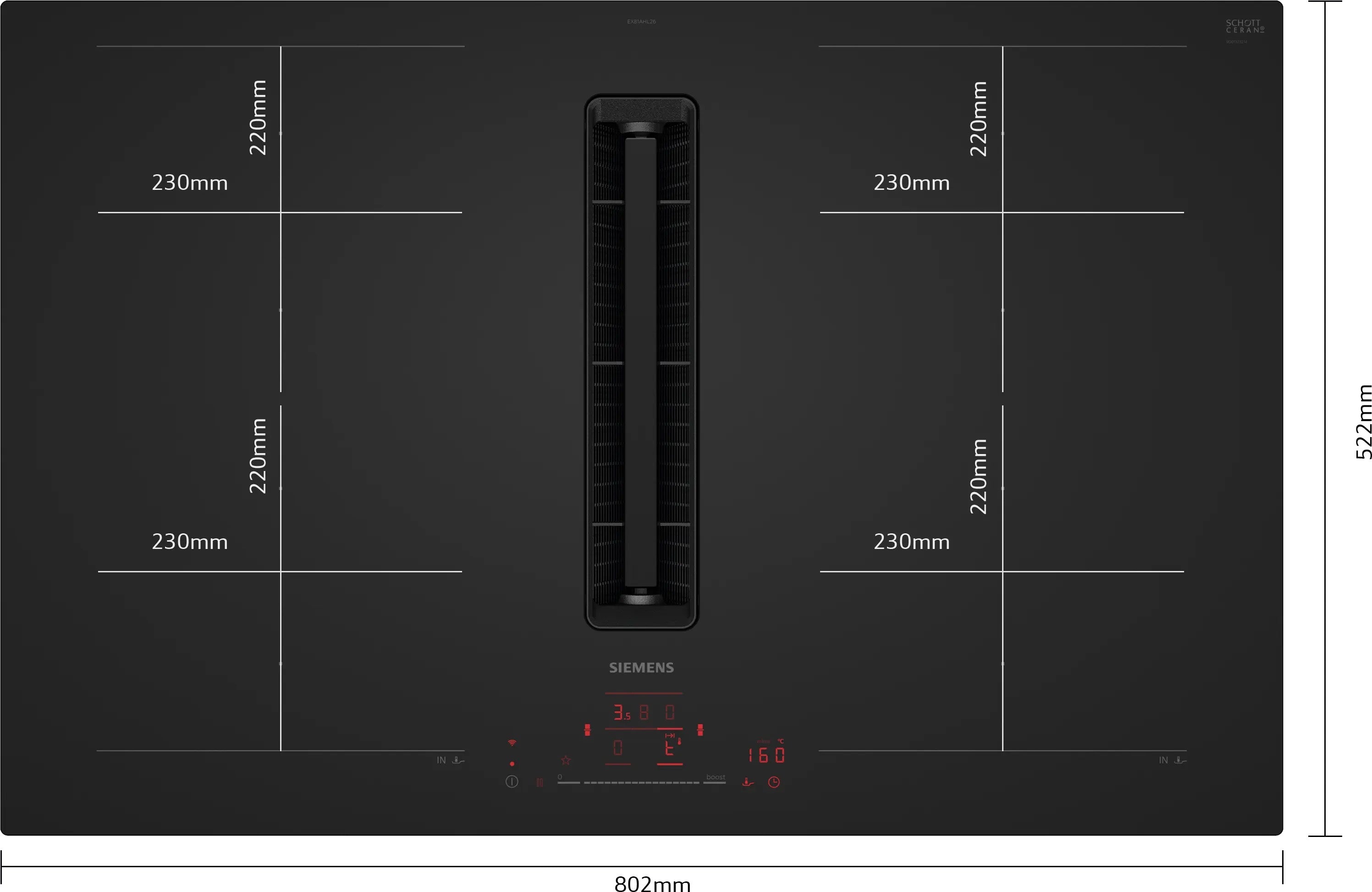 Siemens iQ700 Induction hob with integrated ventilation system 80 cm Matt black - EX81AHL26E