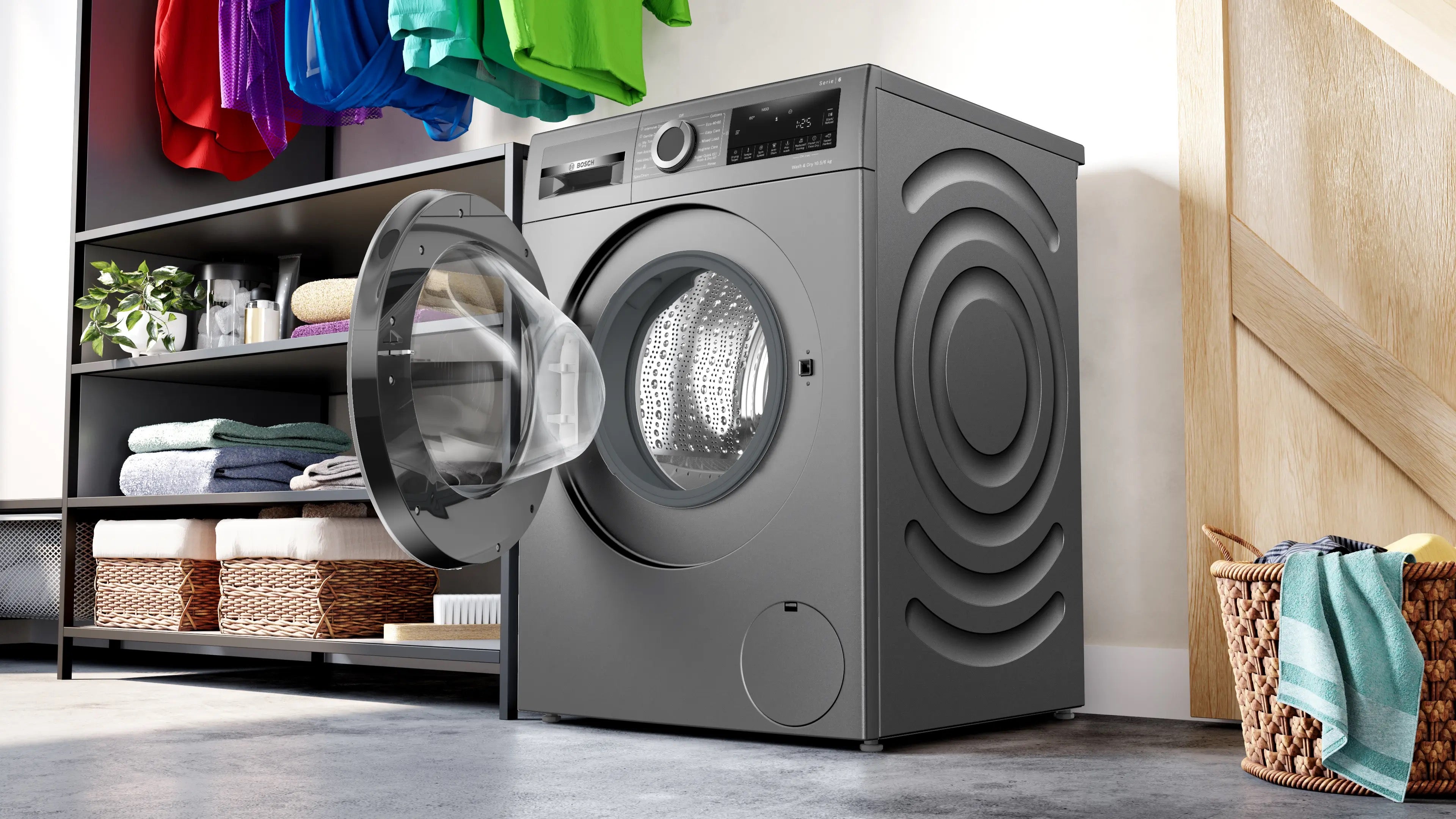 Bosch Series 6 Washer dryer 10.5/6 kg max. 1400 rpm, Cast iron grey - WNG254R1GB