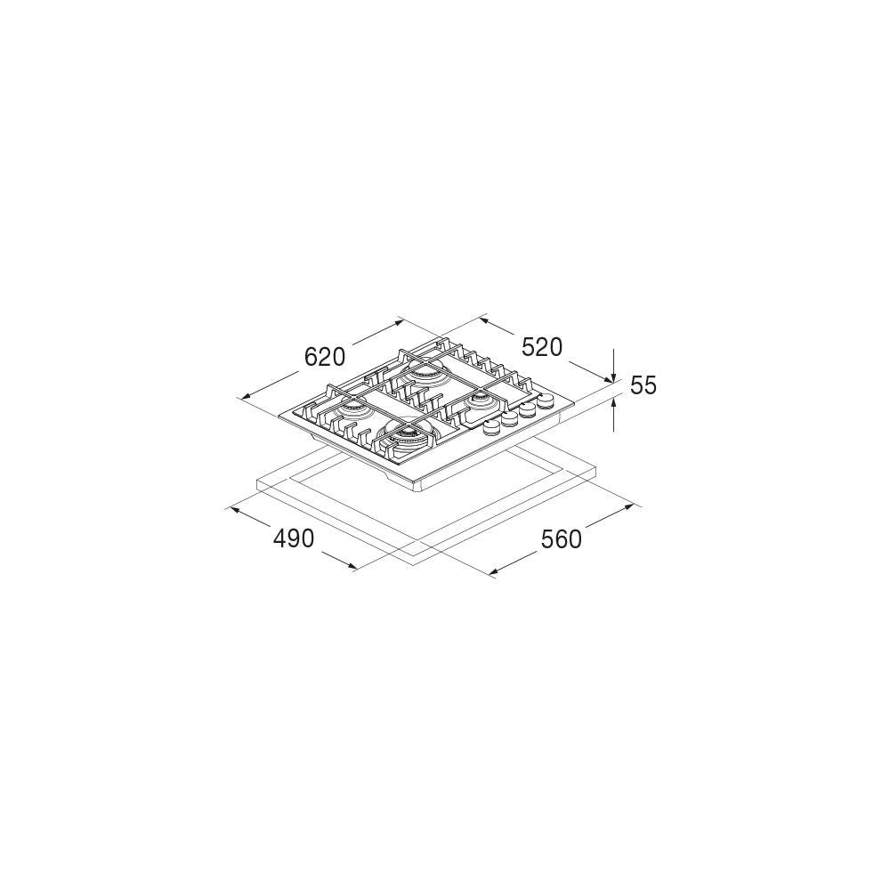 Fulgor Milano 60 Gas Hob - FPH 604 G WK BKG