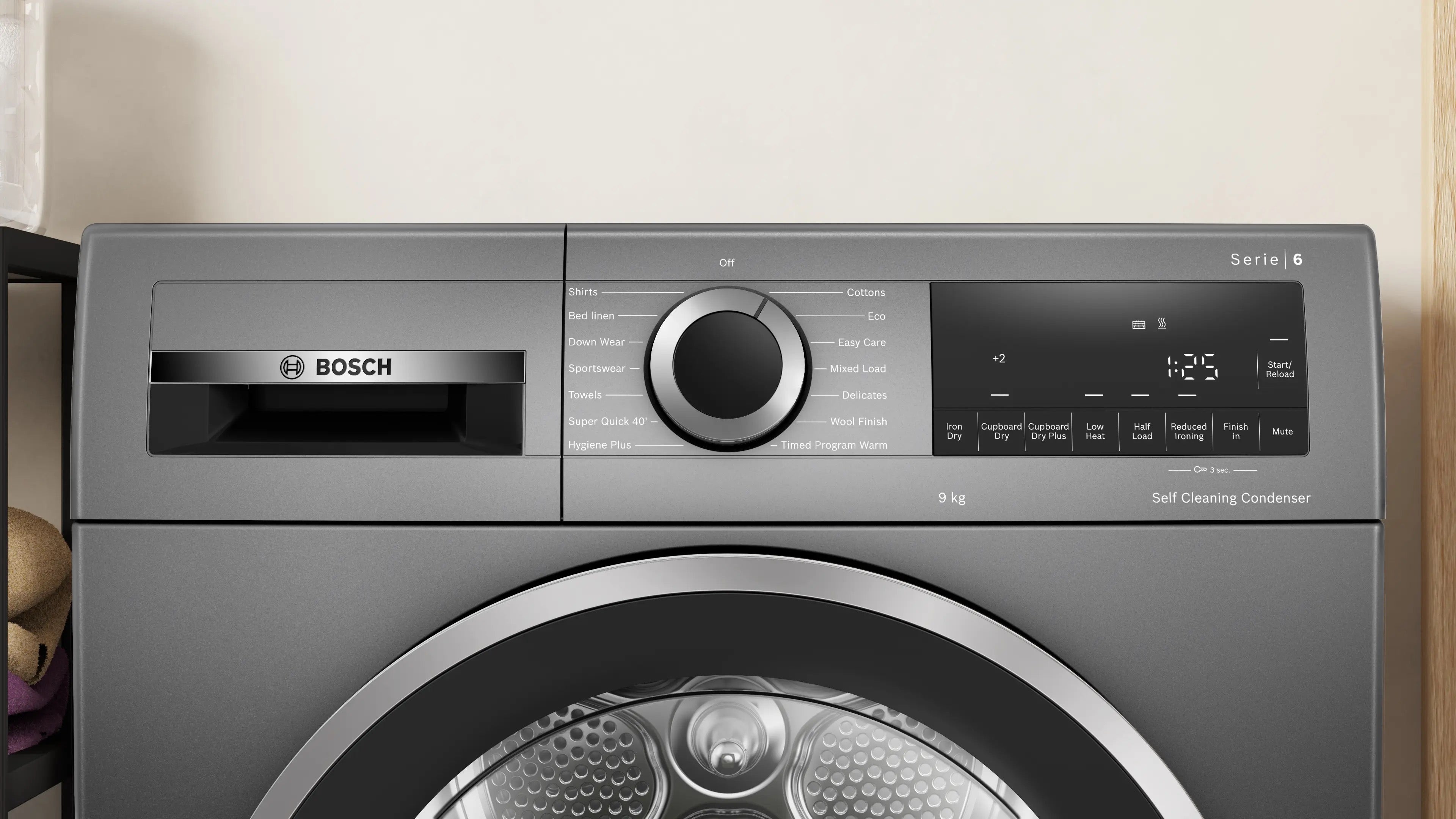 Bosch Series 6 Heat pump tumble dryer 9 kg Cast iron grey - WQG245R2GB