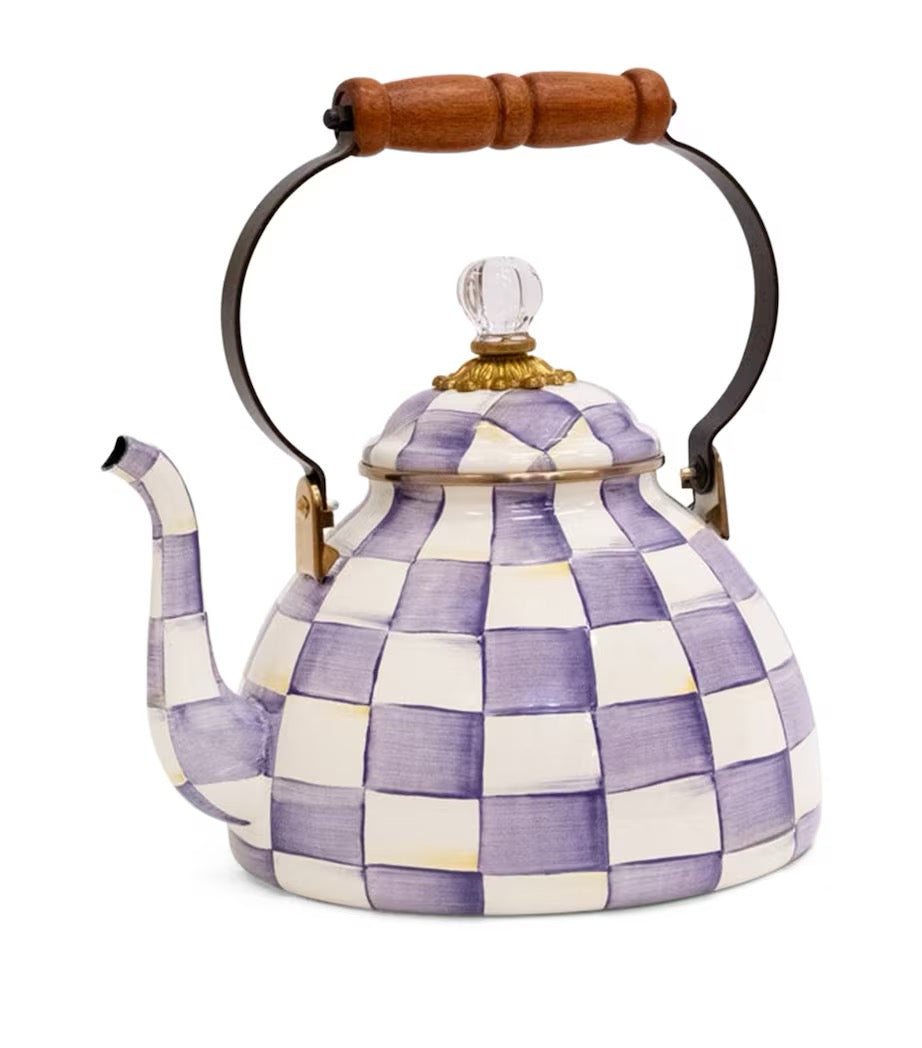 Mackenzie-Childs Violet Check 3-Quart Tea Kettle