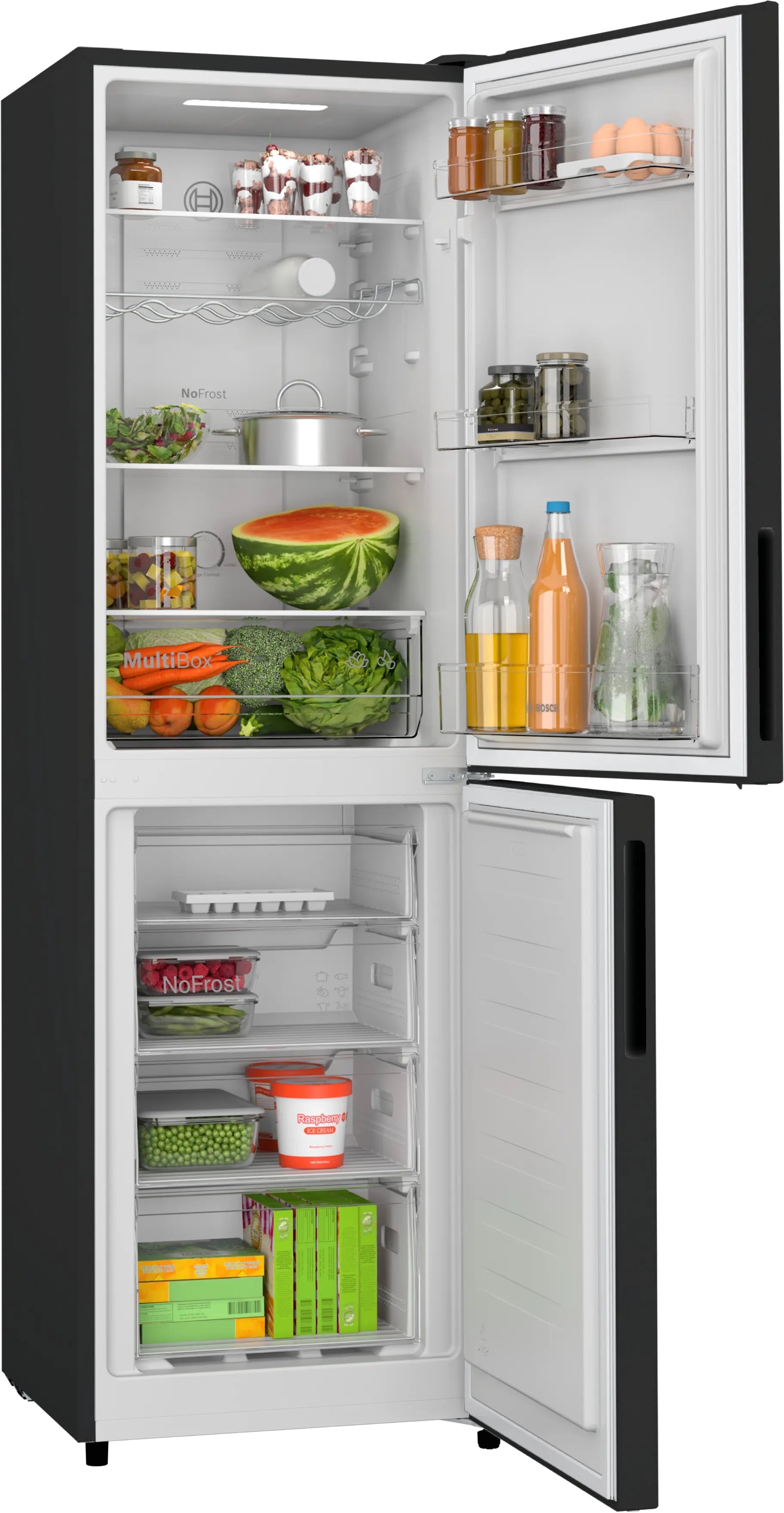 Bosch Series 2 Free-standing fridge-freezer with freezer at bottom 182.4 x 55 cm Black - KGN27NBEAG