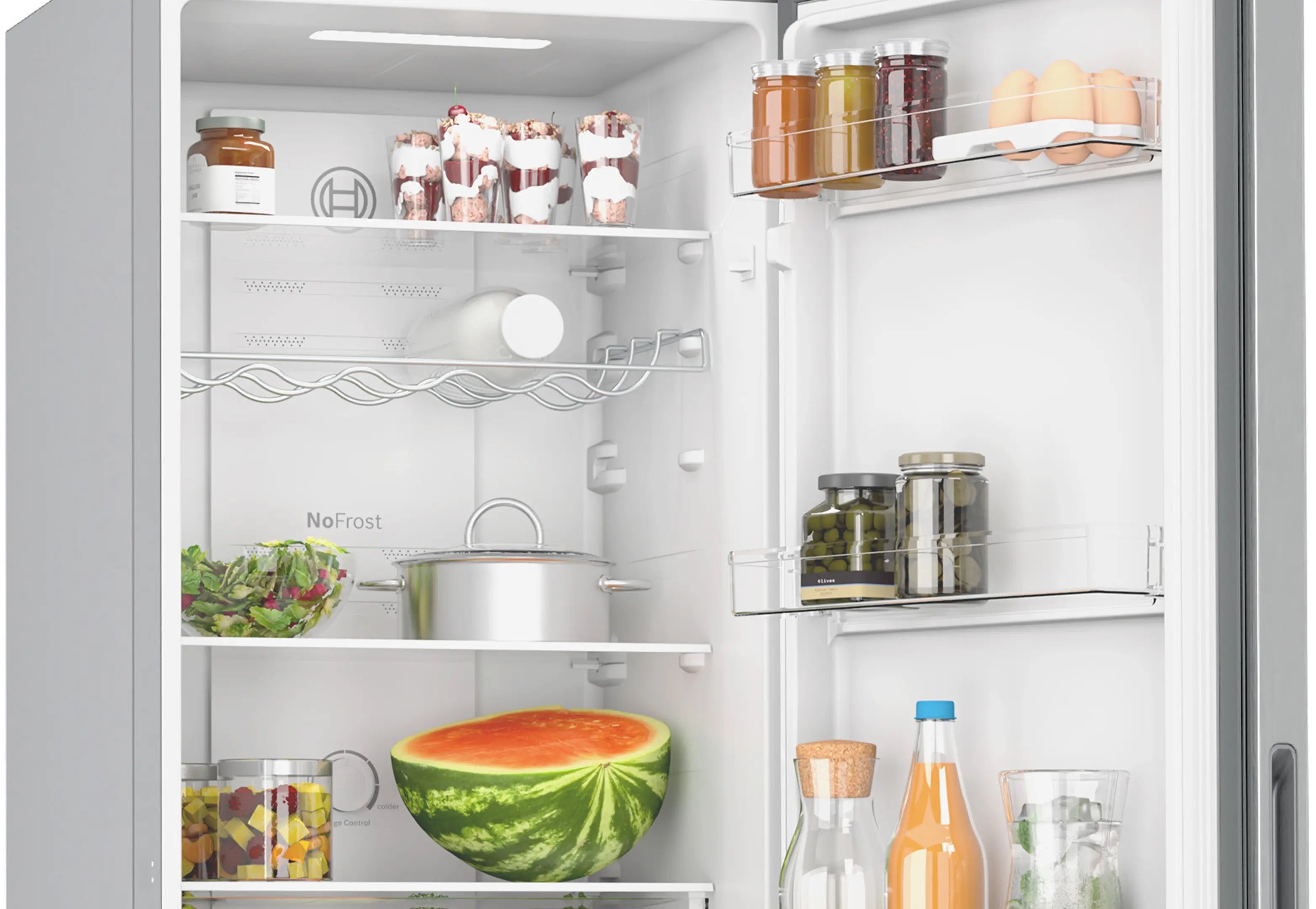 Bosch Series 2 Free-standing fridge-freezer with freezer at bottom 182.4 x 55 cm Stainless steel look - KGN27NLEAG