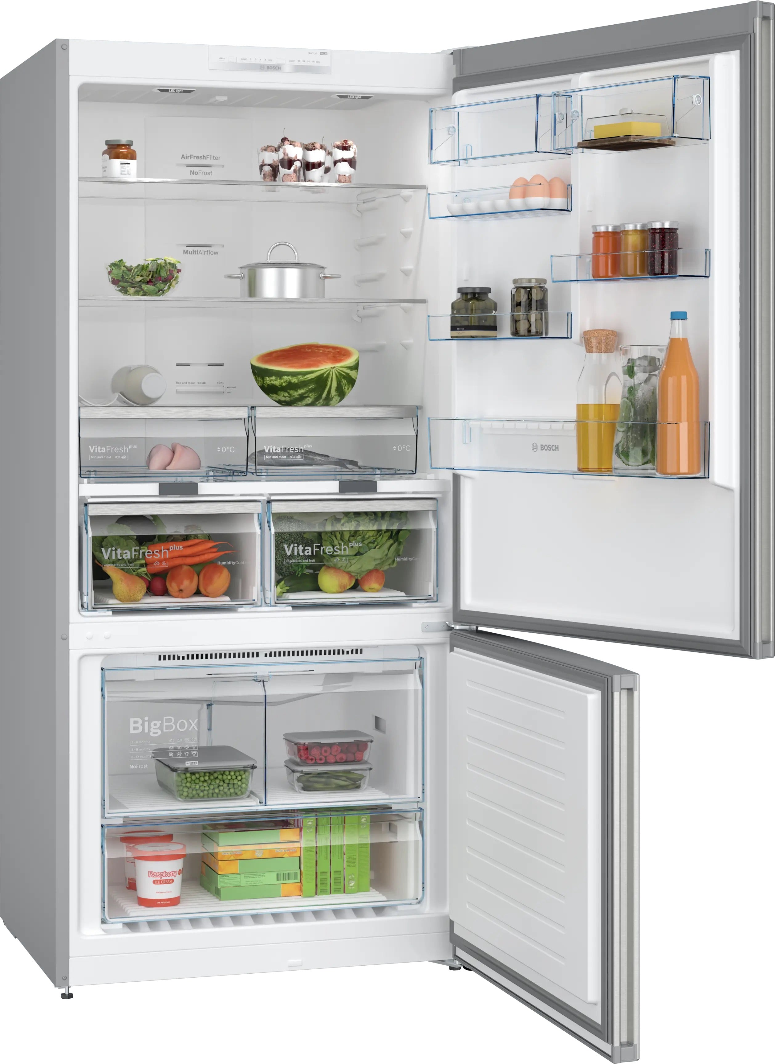 Bosch Series 4 Free-standing fridge-freezer with freezer at bottom 186 x 86 cm Stainless steel - KGN86VIEAG
