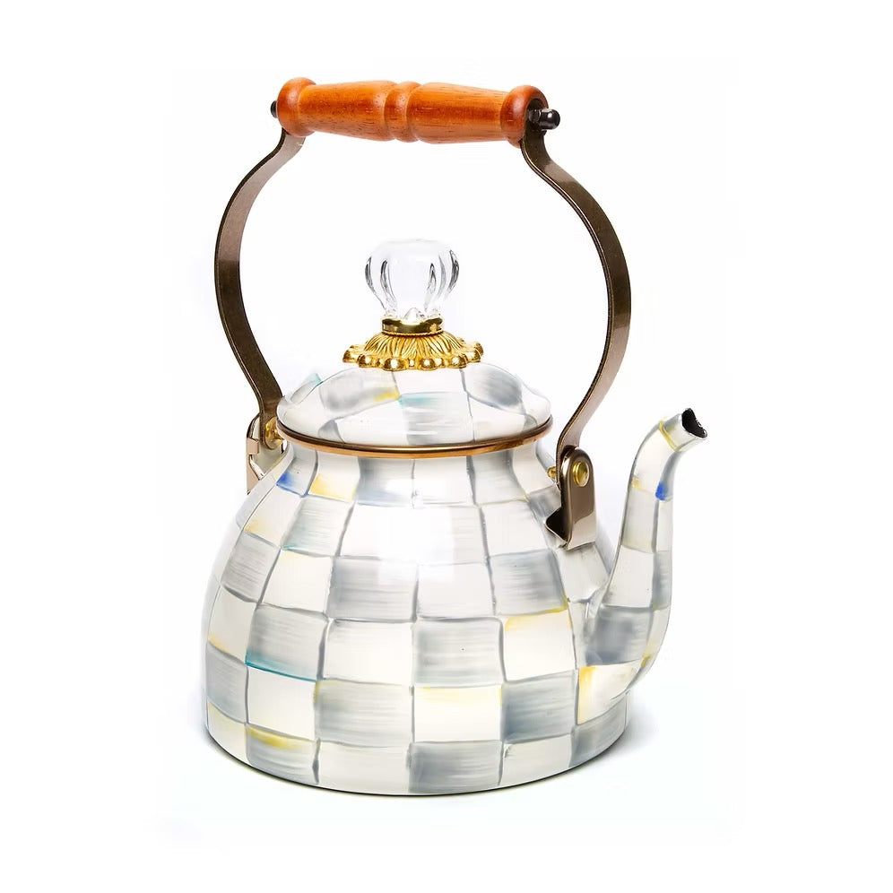 Mackenzie-Childs Sterling Check Enamel Tea Kettle - 2 Quart