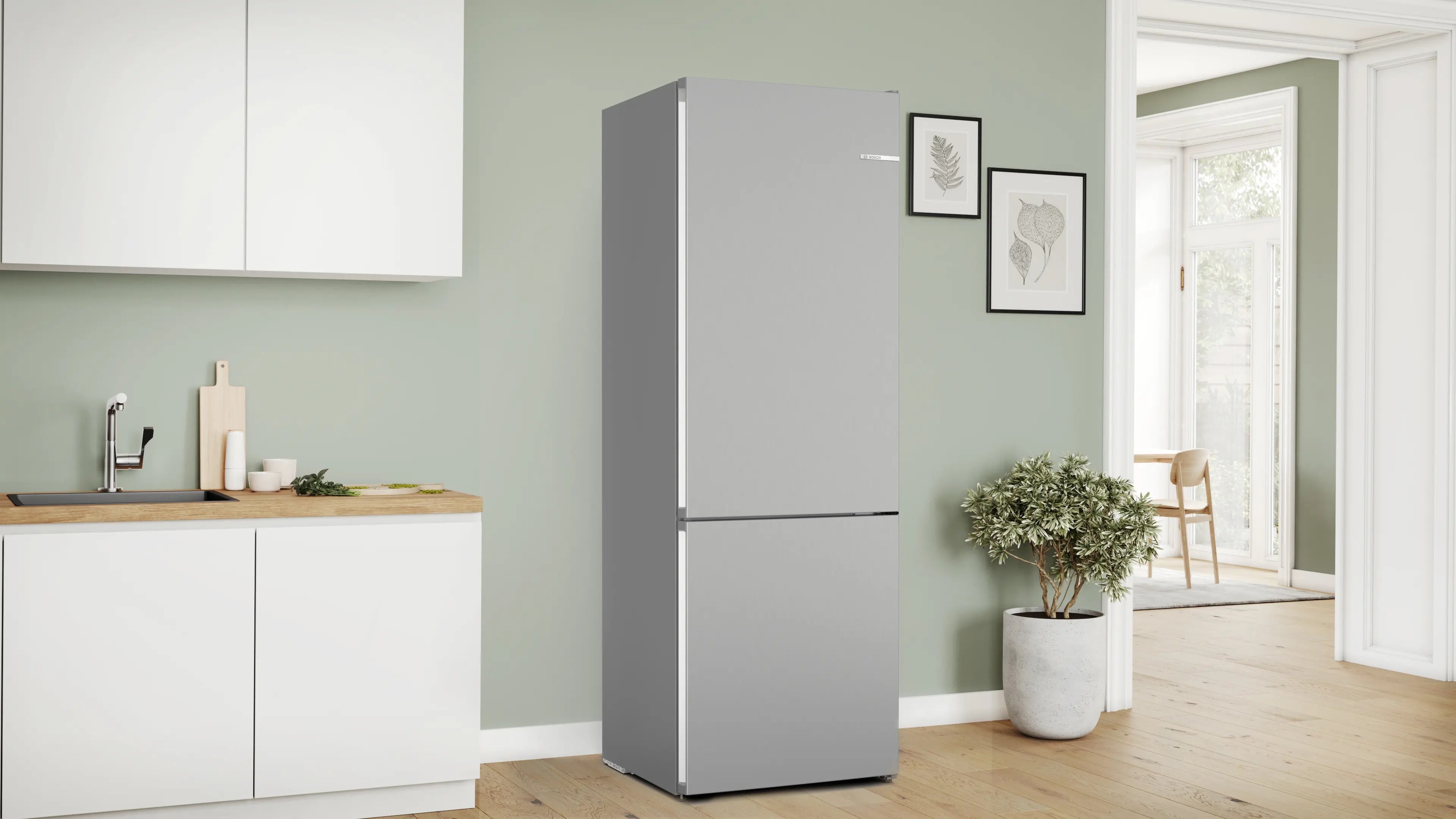 Bosch Series 4 Free-standing fridge-freezer 203 x 70 cm Stainless steel look - KGN492LDFG