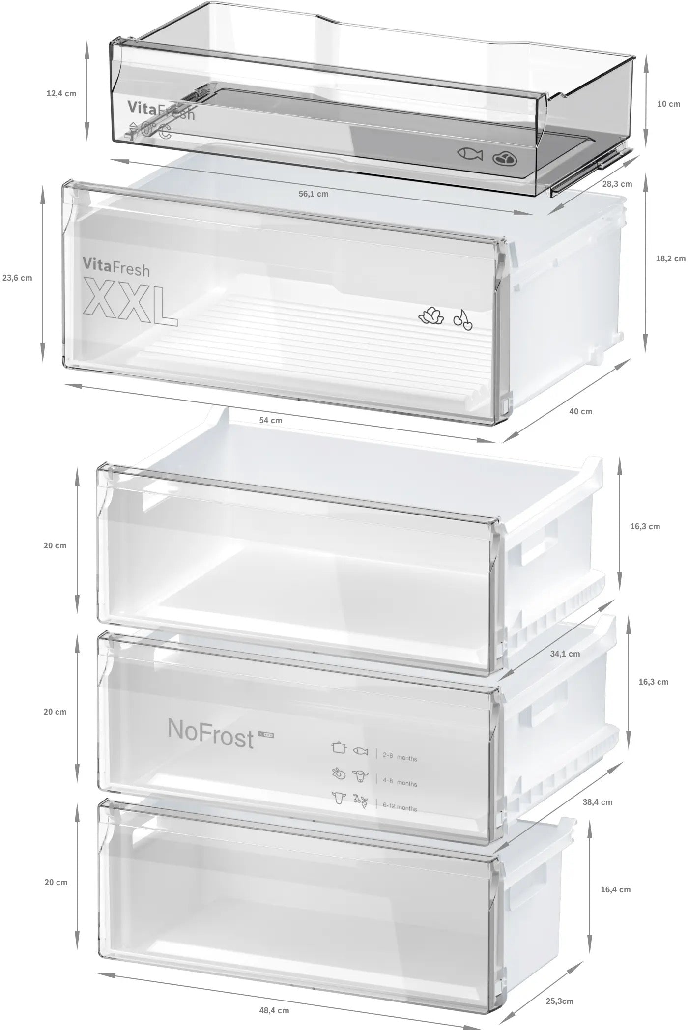 Bosch Series 4 Free-standing fridge-freezer 203 x 70 cm Stainless steel look - KGN492LDFG