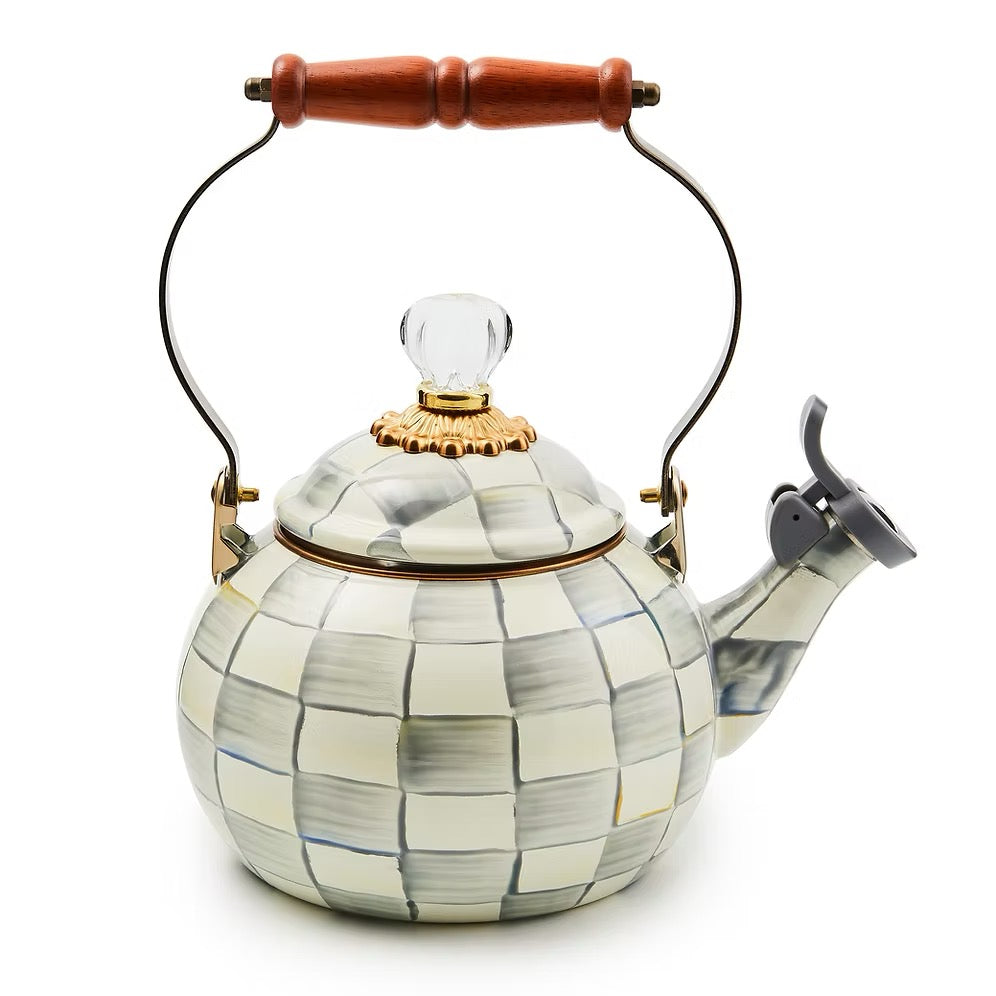Mackenzie-Childs Sterling Check Whistling Tea Kettle