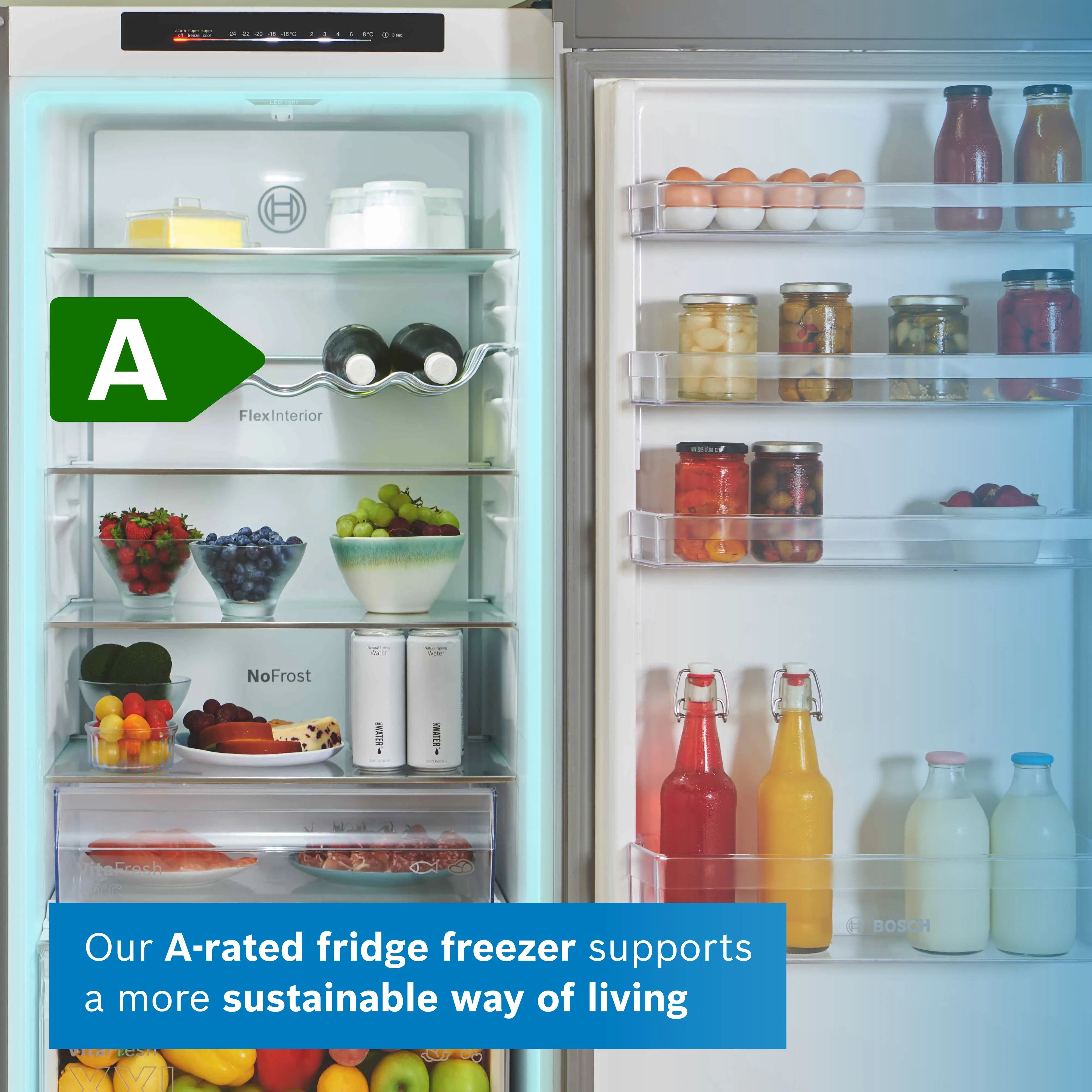 Bosch Series 4 Free-standing fridge-freezer 203 x 60 cm Stainless steel look - KGN392LAGG