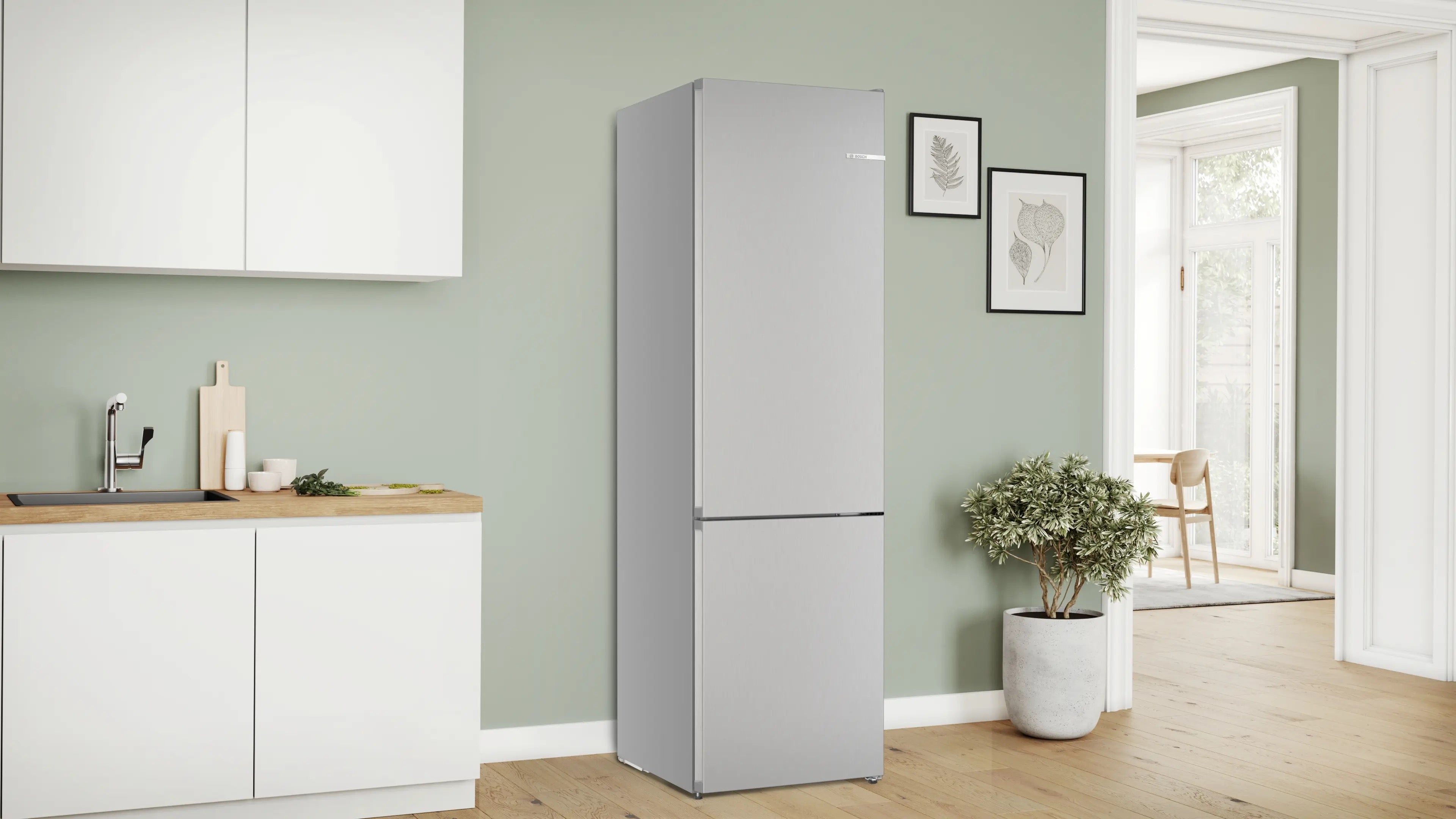 Bosch Series 4 Free-standing fridge-freezer 203 x 60 cm Stainless steel look - KGN392LAGG