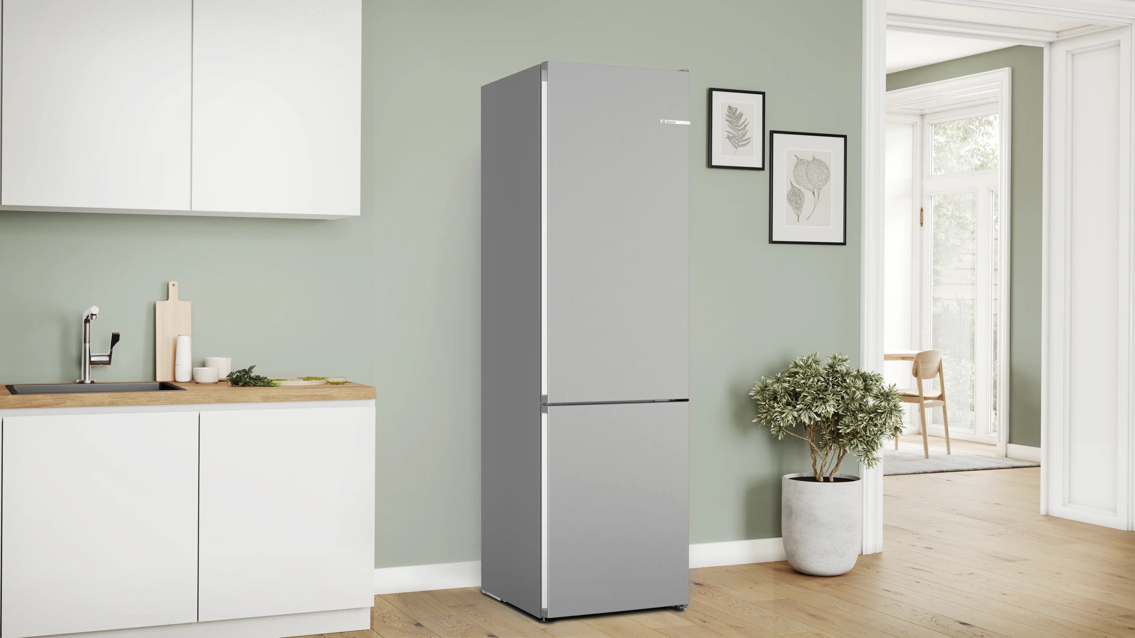 Bosch Series 4 Free-standing fridge-freezer Stainless steel look - KGN392LBFG