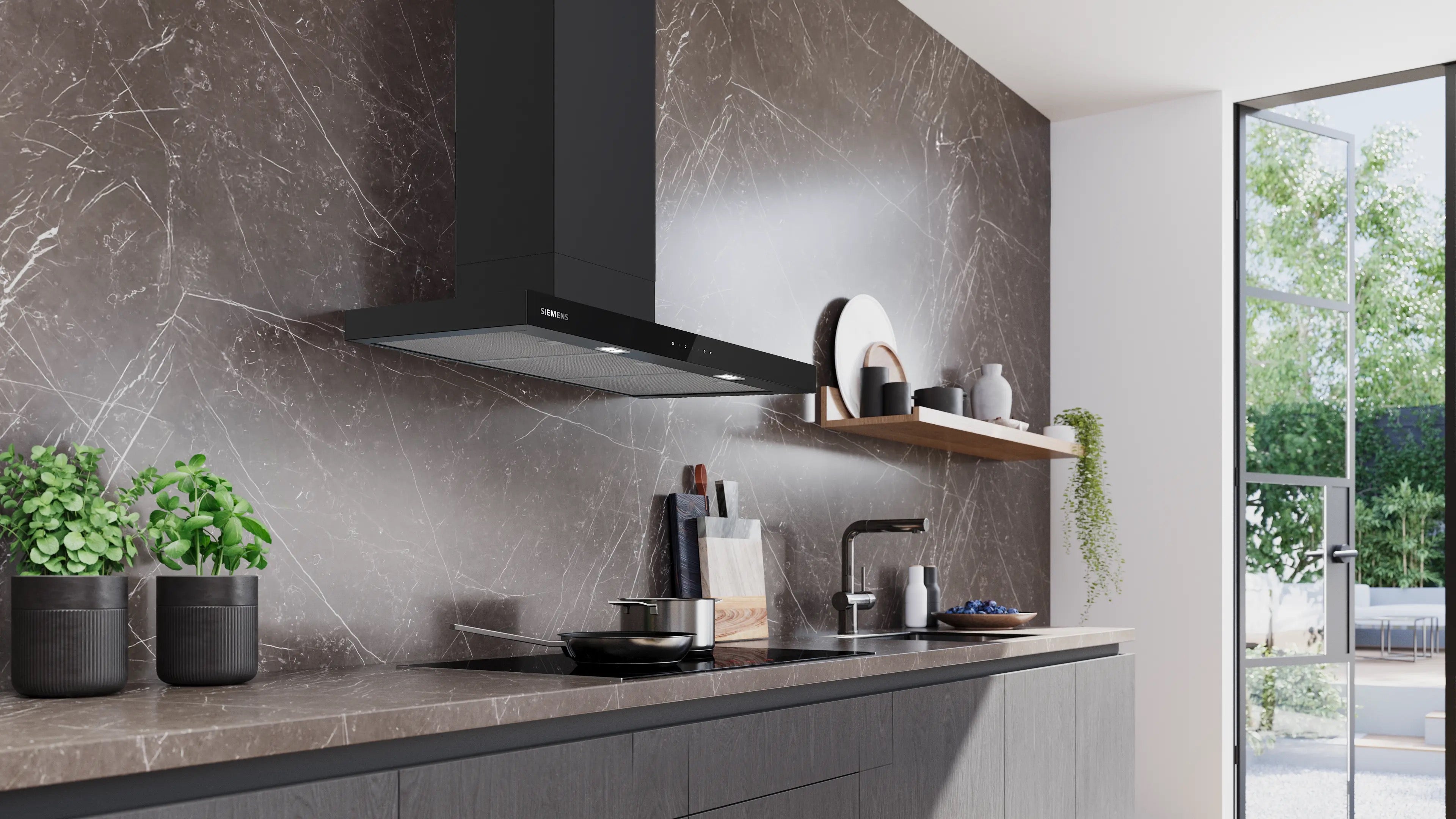 Siemens iQ500 Wall-mounted cooker hood 90 cm Matt black - LC97BDN60B