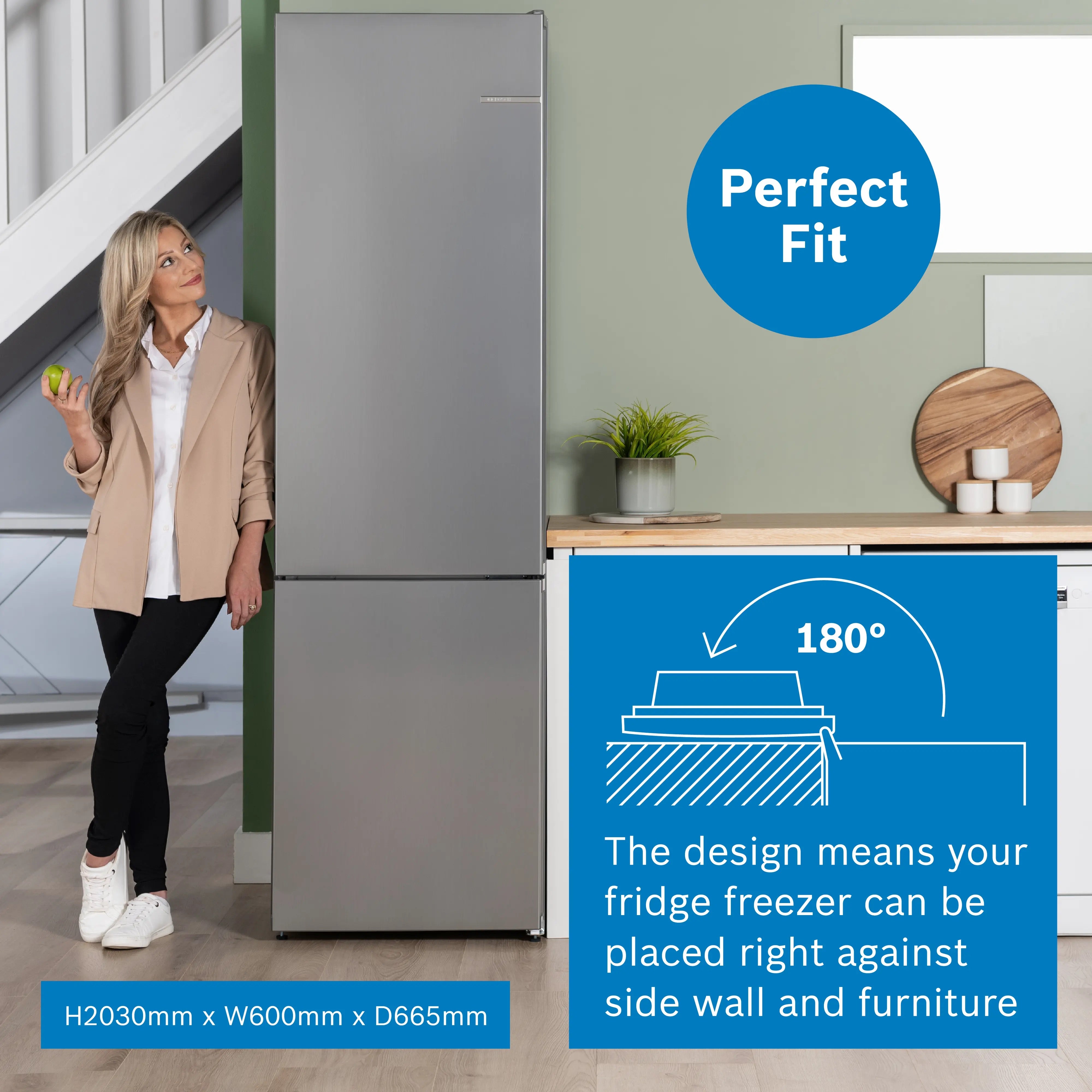 Bosch Series 4 Free-standing fridge-freezer Stainless steel look - KGN392LDFG