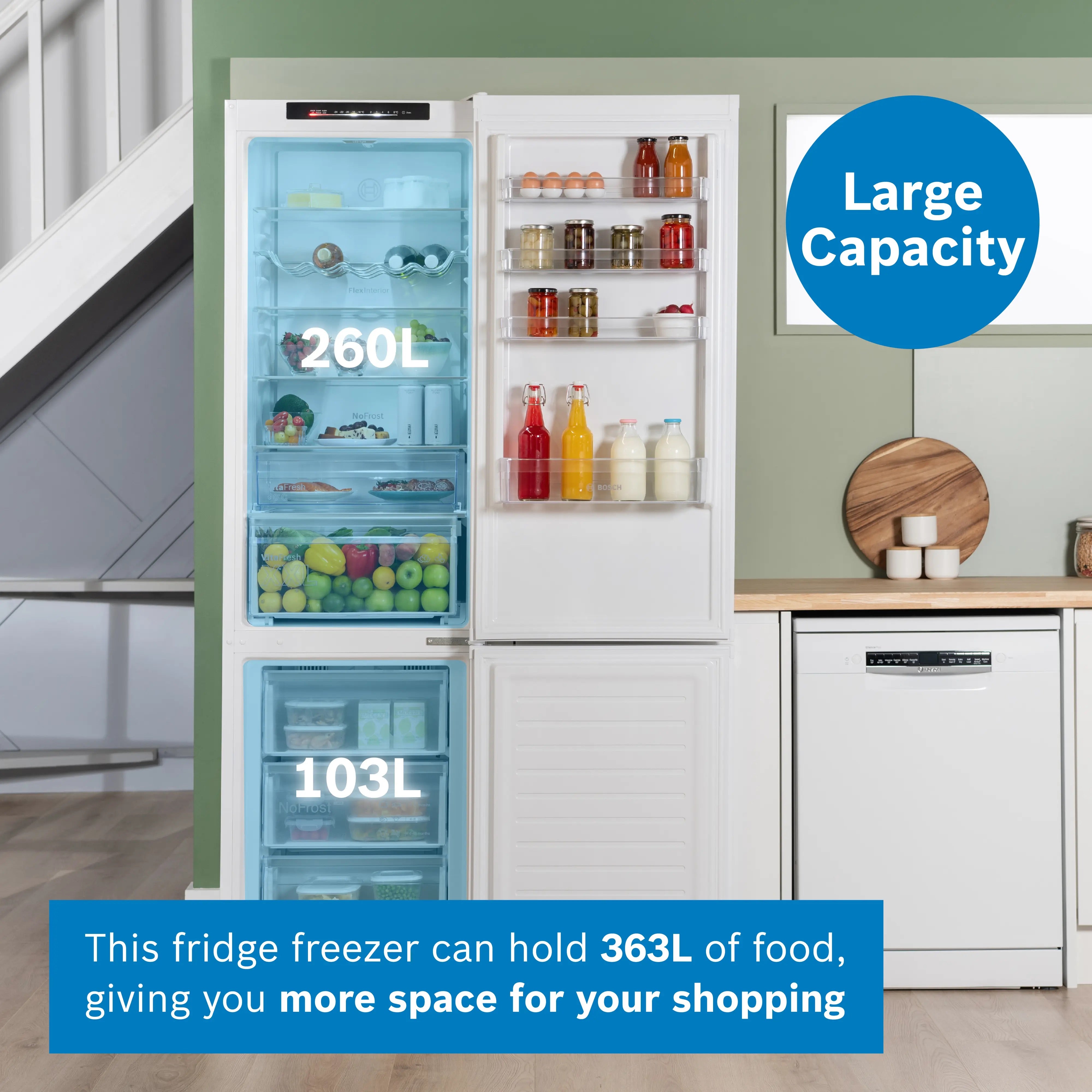 Bosch Series 4 Free-standing fridge-freezer with White, Total No Frost - KGN392WDFG