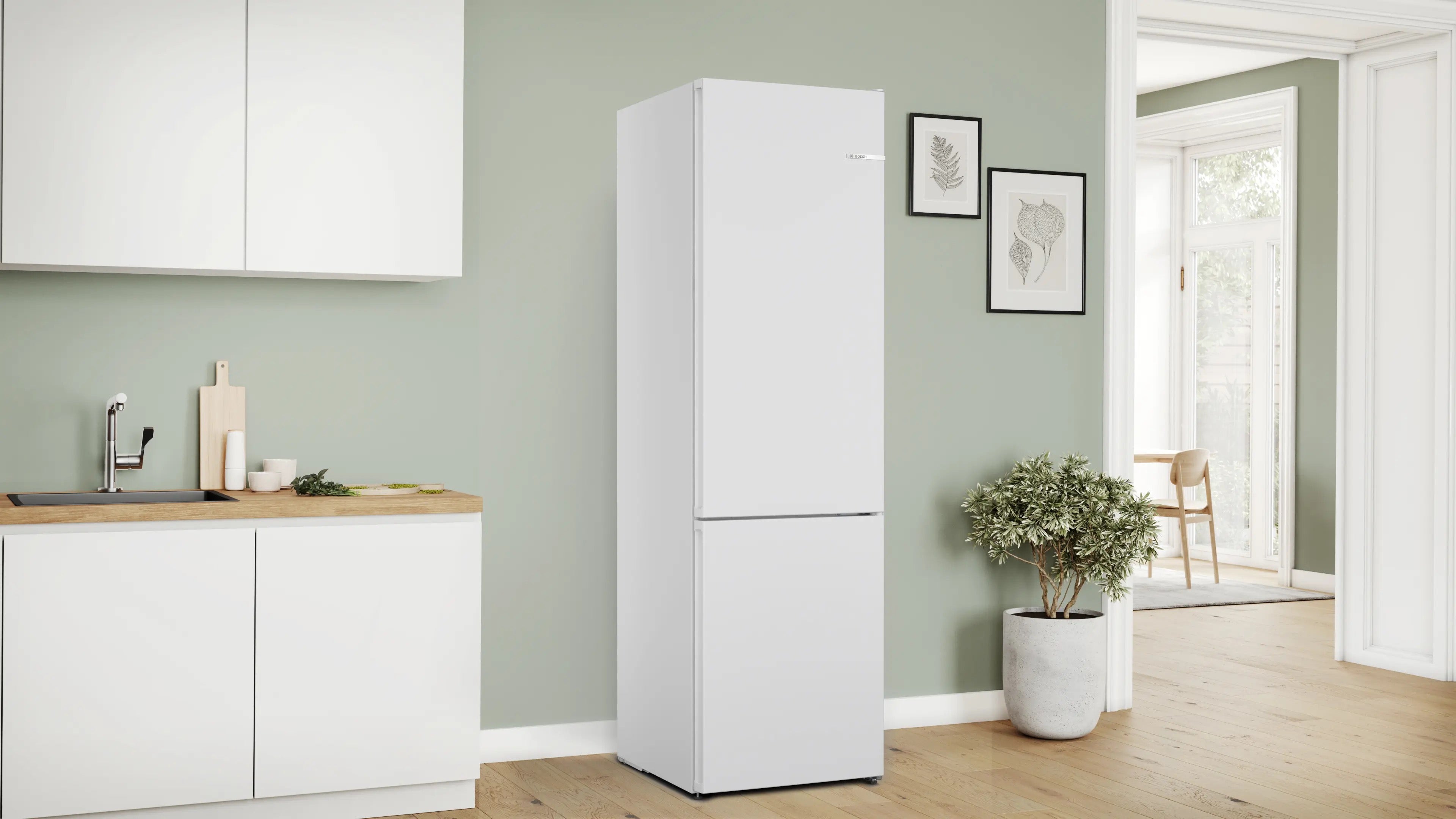 Bosch Series 4 Free-standing fridge-freezer with White, Total No Frost - KGN392WDFG