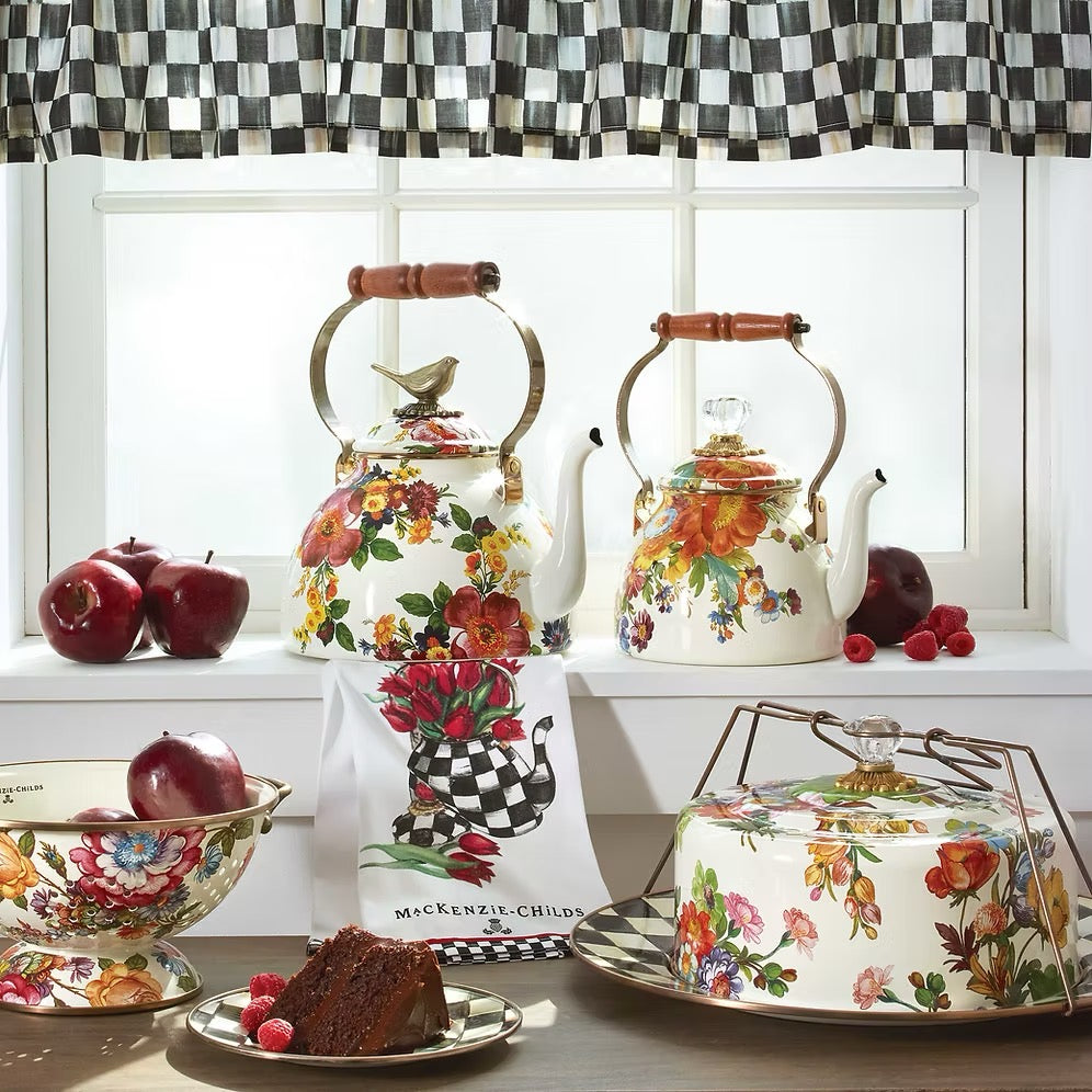 Mackenzie-Childs Flower Market 3 Qt. Tea Kettle With Bird