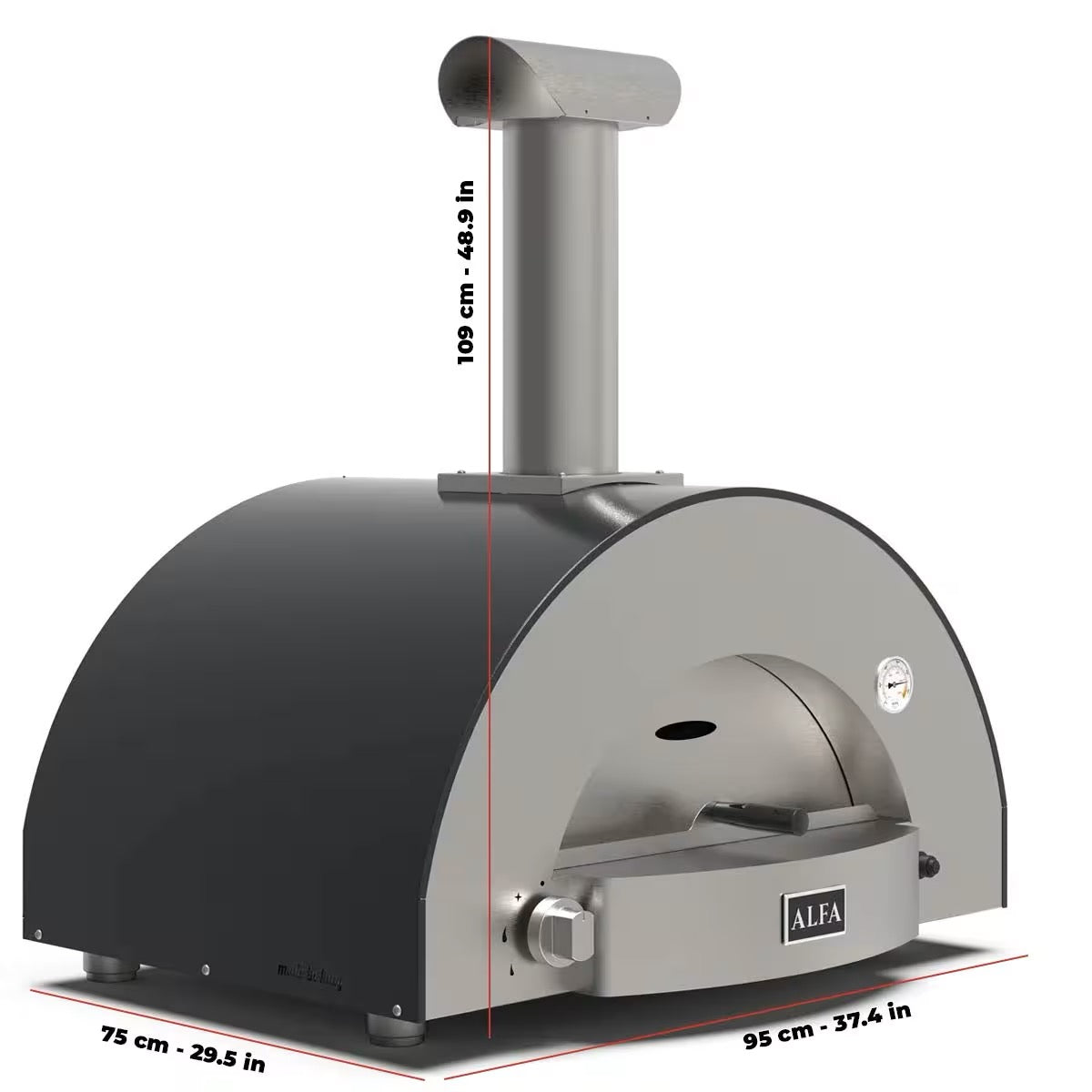Alfa Forno Classico Line 2 Pizze LPG Ardesia Grey