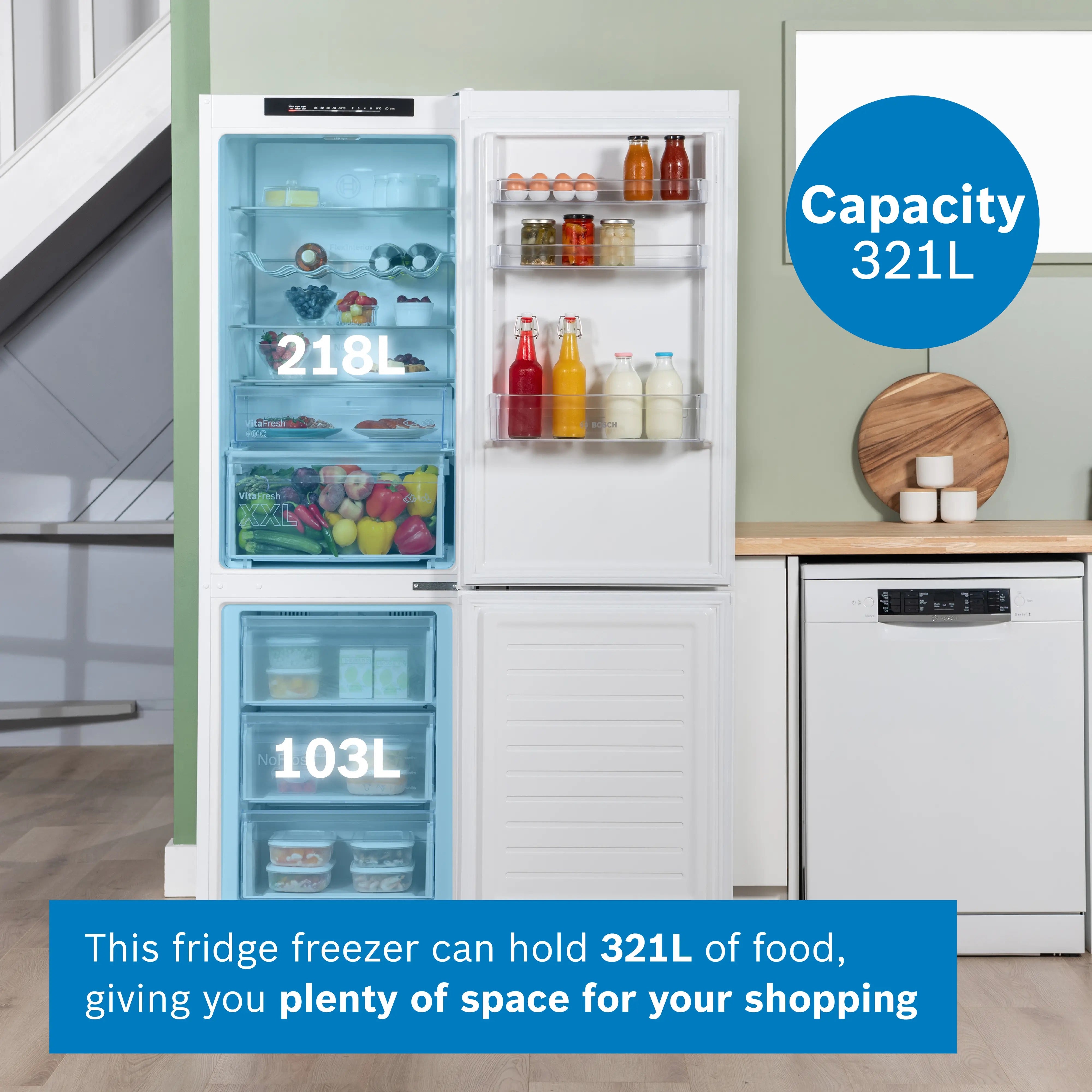 Bosch Series 4 Free-standing fridge-freezer White - KGN362WDFG