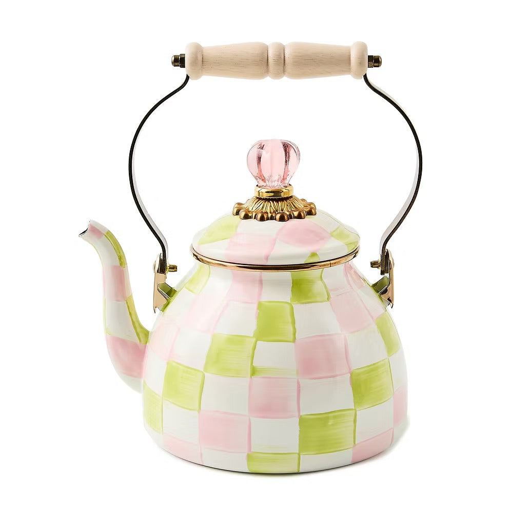 Mackenzie-Childs Palm Beach Check 2 Quart Tea Kettle