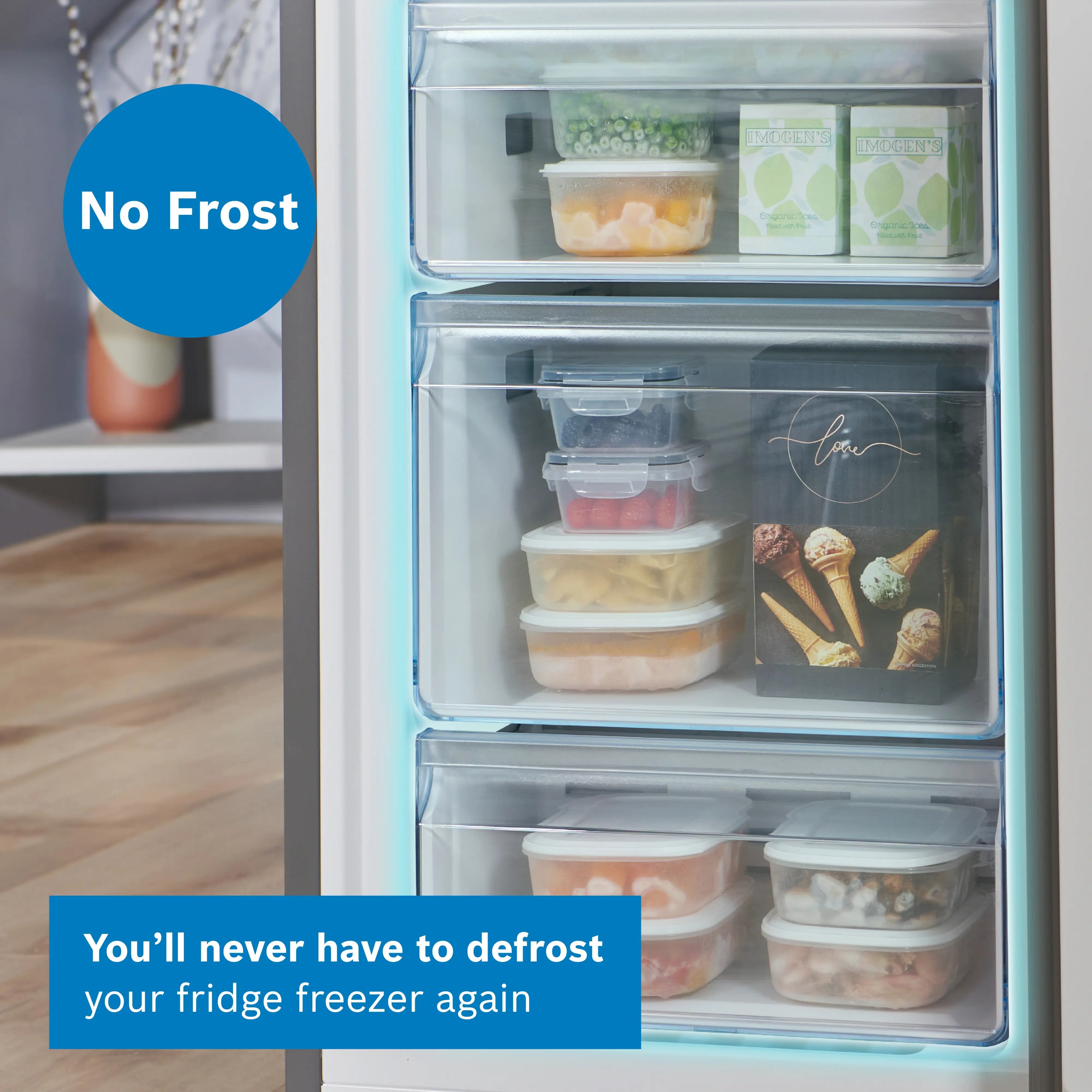 Bosch Series 2 Free-standing fridge-freezer Stainless steel look - KGN34NLEAG
