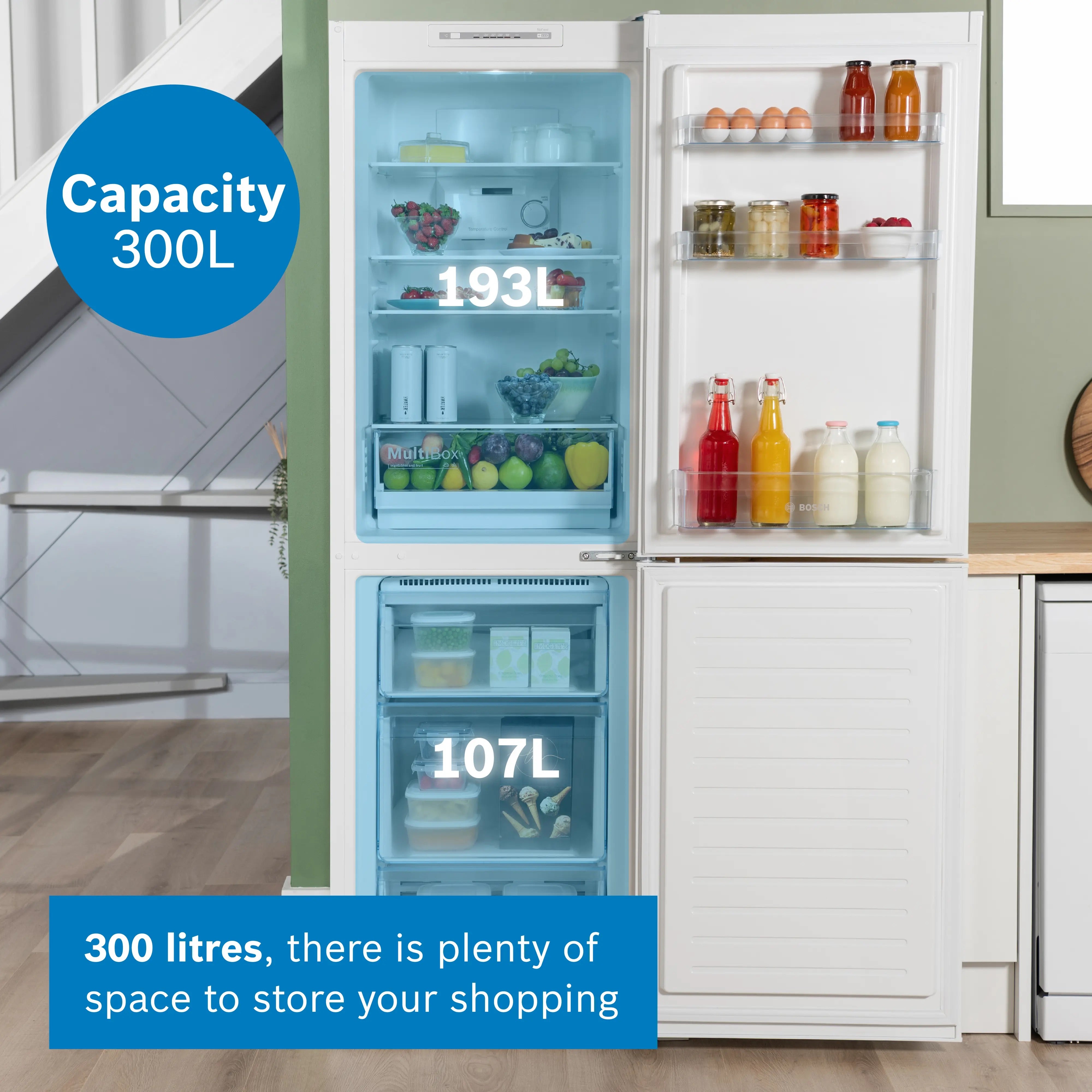 Bosch Series 2 Free-standing fridge-freezer White, Total No Frost - KGN34NWEAG