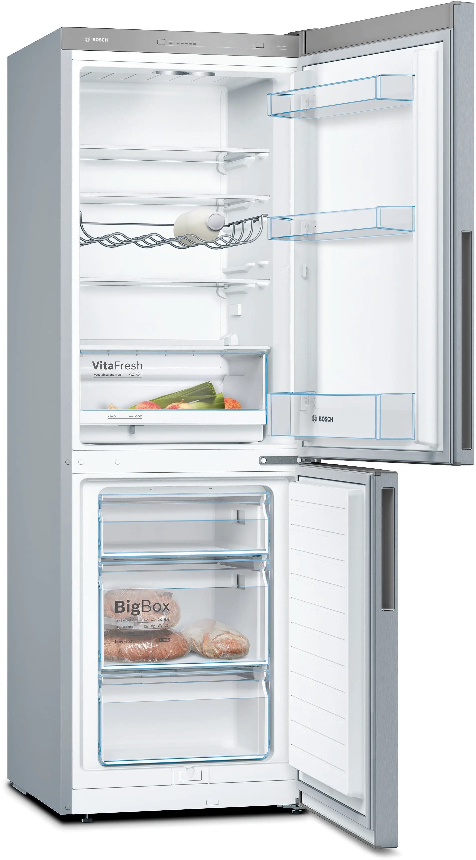 Bosch Series 4 Free-standing fridge-freezer Stainless steel look - KGV33VLEAG