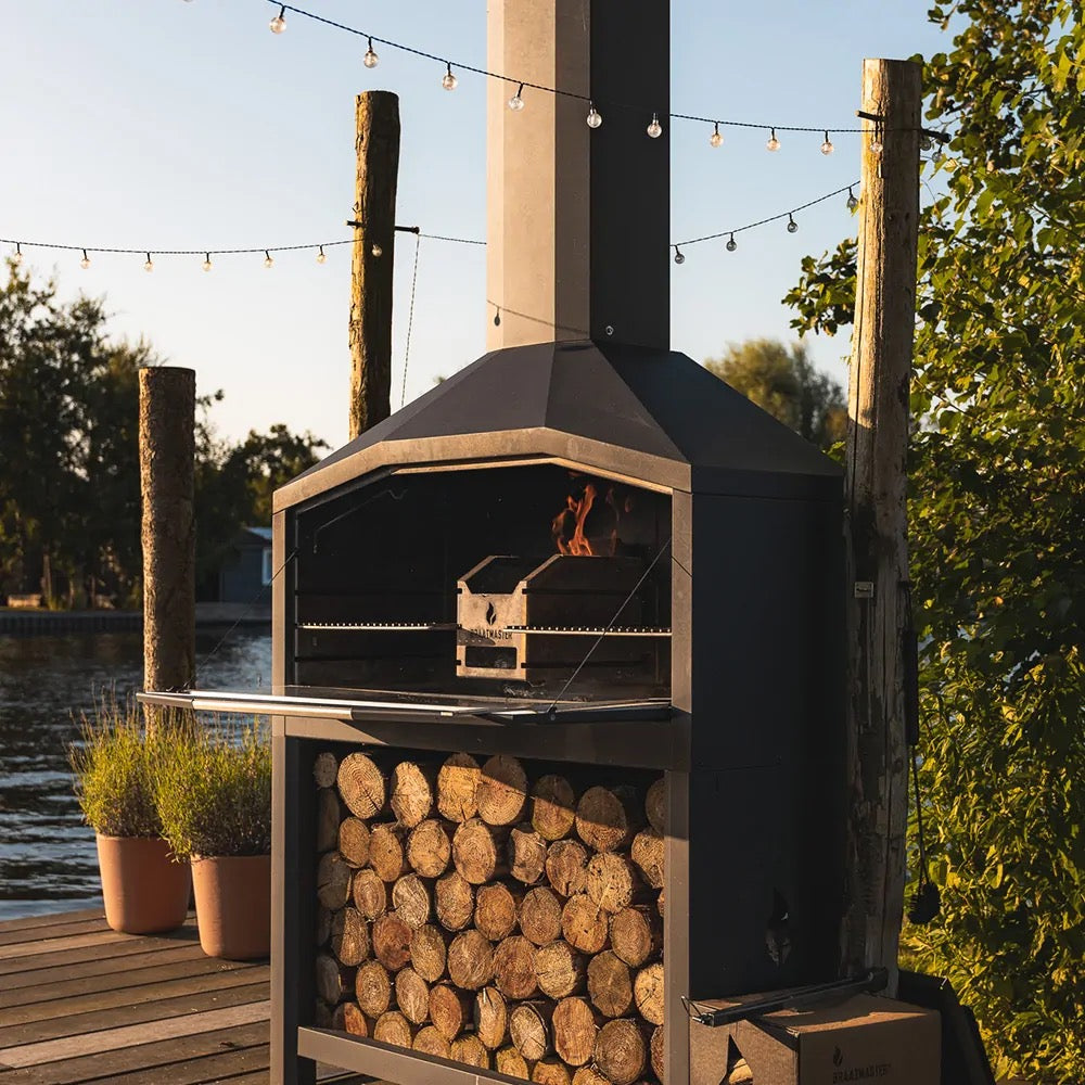 Braaimaster Freestanding Braai Duo Black Wood-Fired