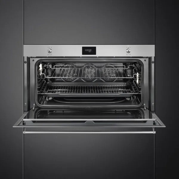 Smeg 90cm Classic Pyrolytic Multifunction Reduced Height Single Oven Stainless Steel - SFPR9301TX