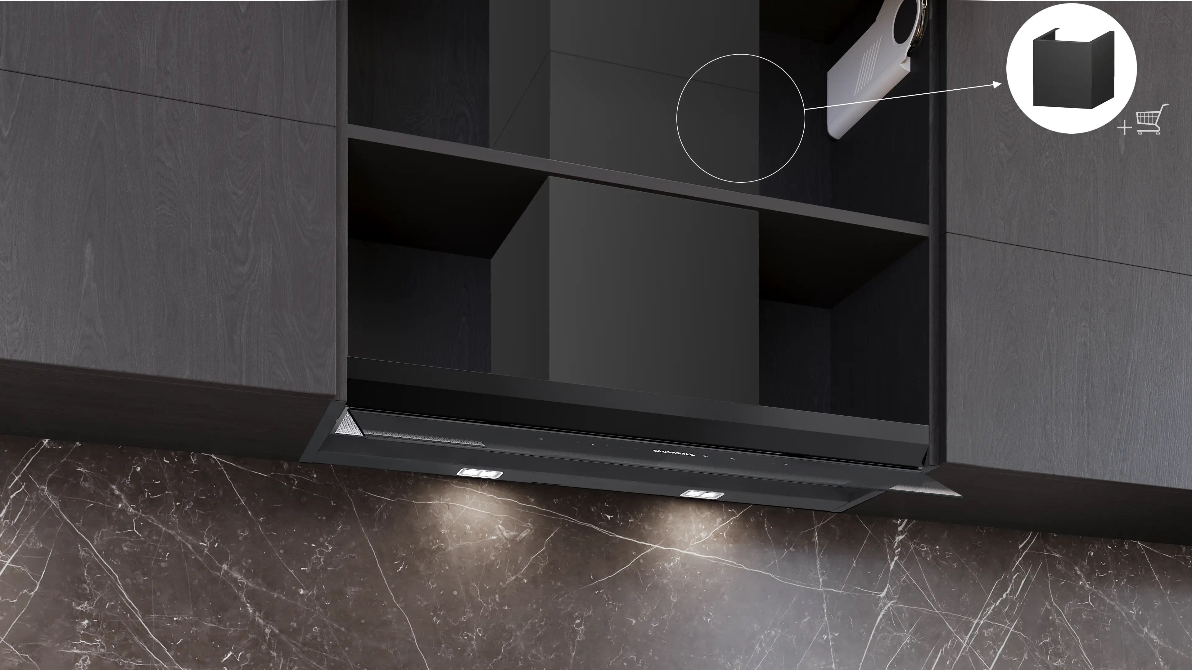 Siemens iQ700 Integrated Design Hood 90 cm clear glass black printed, Matt black - LJ98BET60B