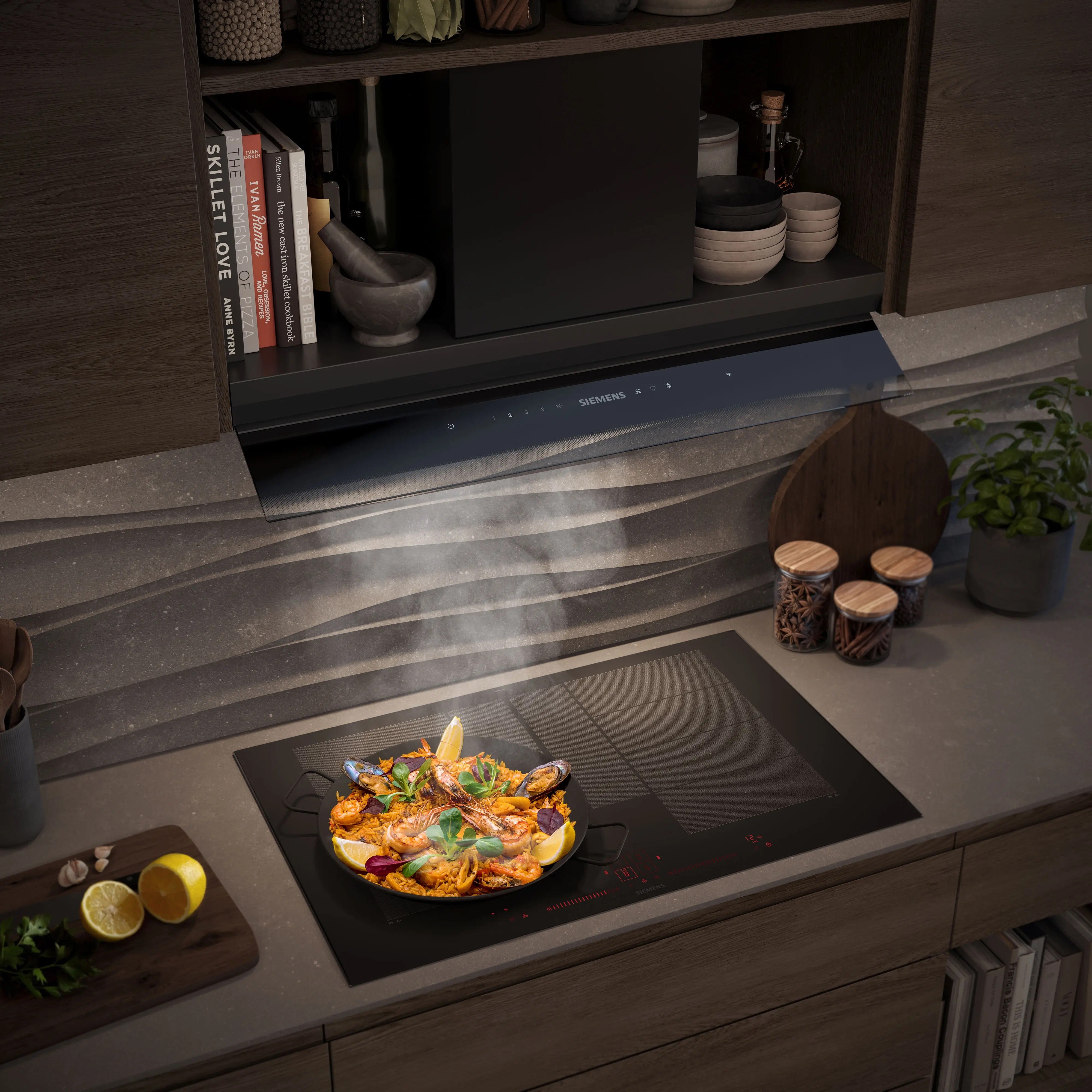 Siemens iQ700 Integrated Design Hood 90 cm clear glass black printed, Matt black - LJ98BET60B