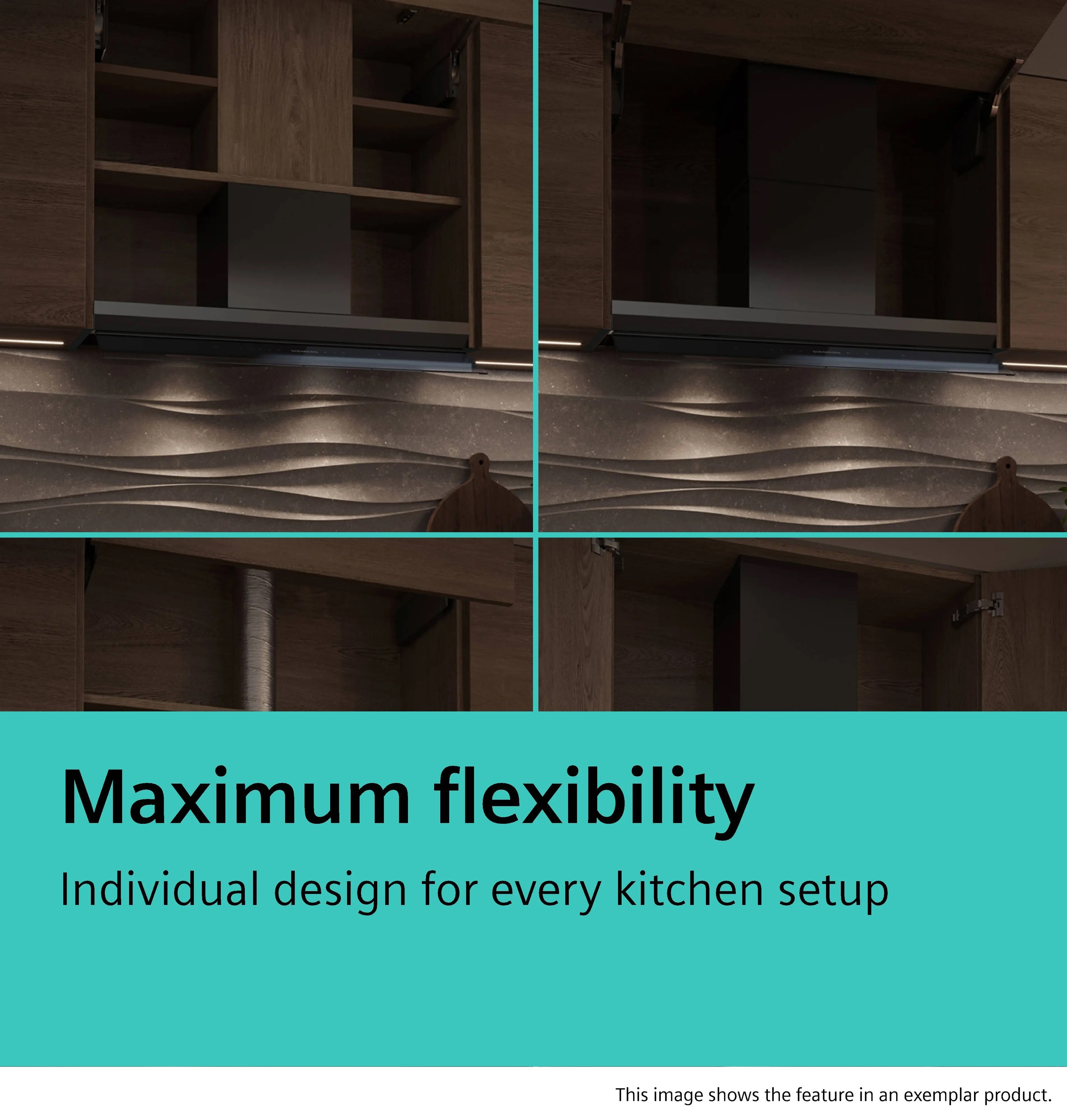 Siemens iQ700 Integrated Design Hood 90 cm clear glass black printed, Matt black - LJ98BET60B