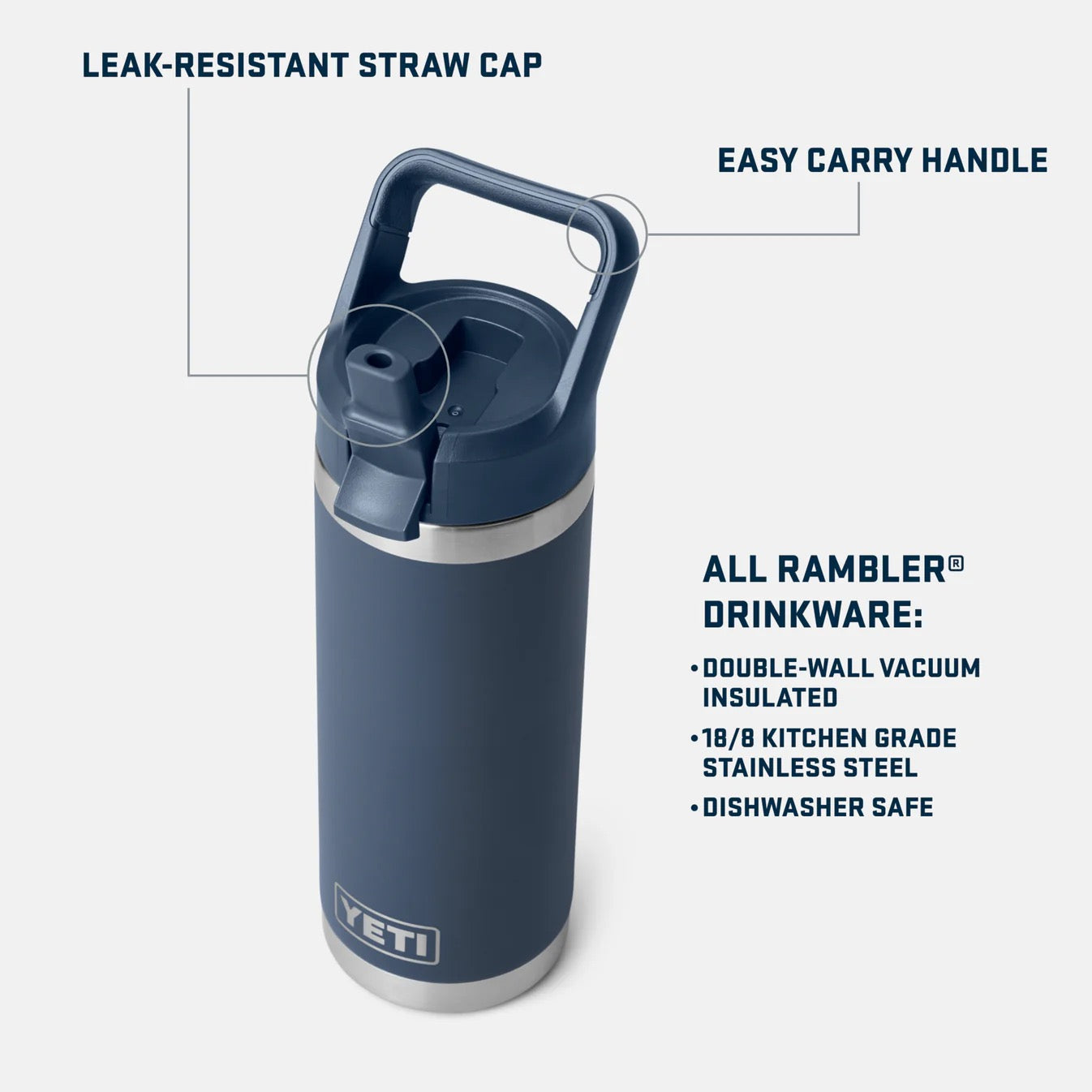 Yeti RAMBLER® 18 OZ (532 ML) BOTTLE WITH COLOUR-MATCHED STRAW CAP
