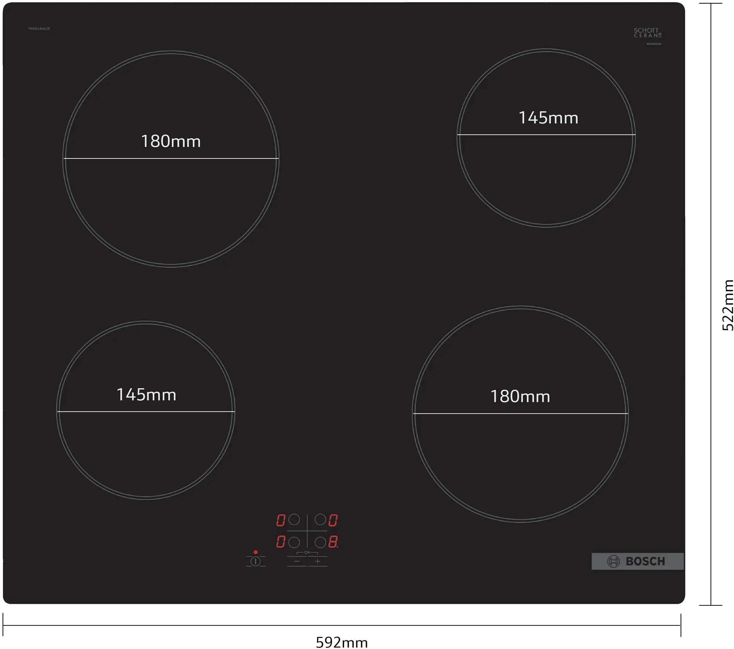 Bosch Series 2 Electric hob 60 cm surface mount without frame - PKE61RAA8B
