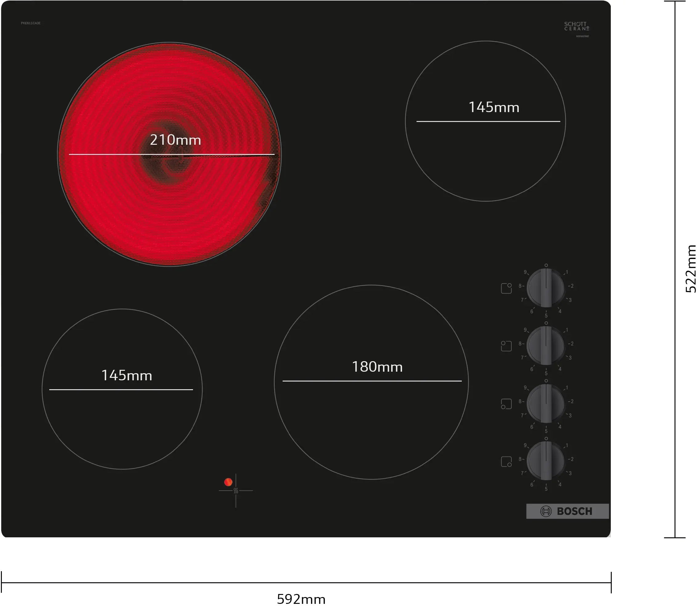 Bosch Series 2 Electric hob 60 cm surface mount without frame - PKE611CA3E
