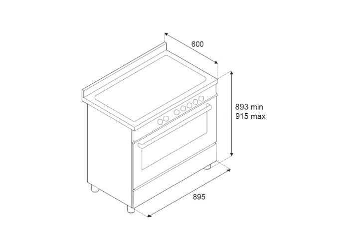 Bertazzoni Master Series 90cm 5 induction top electric oven