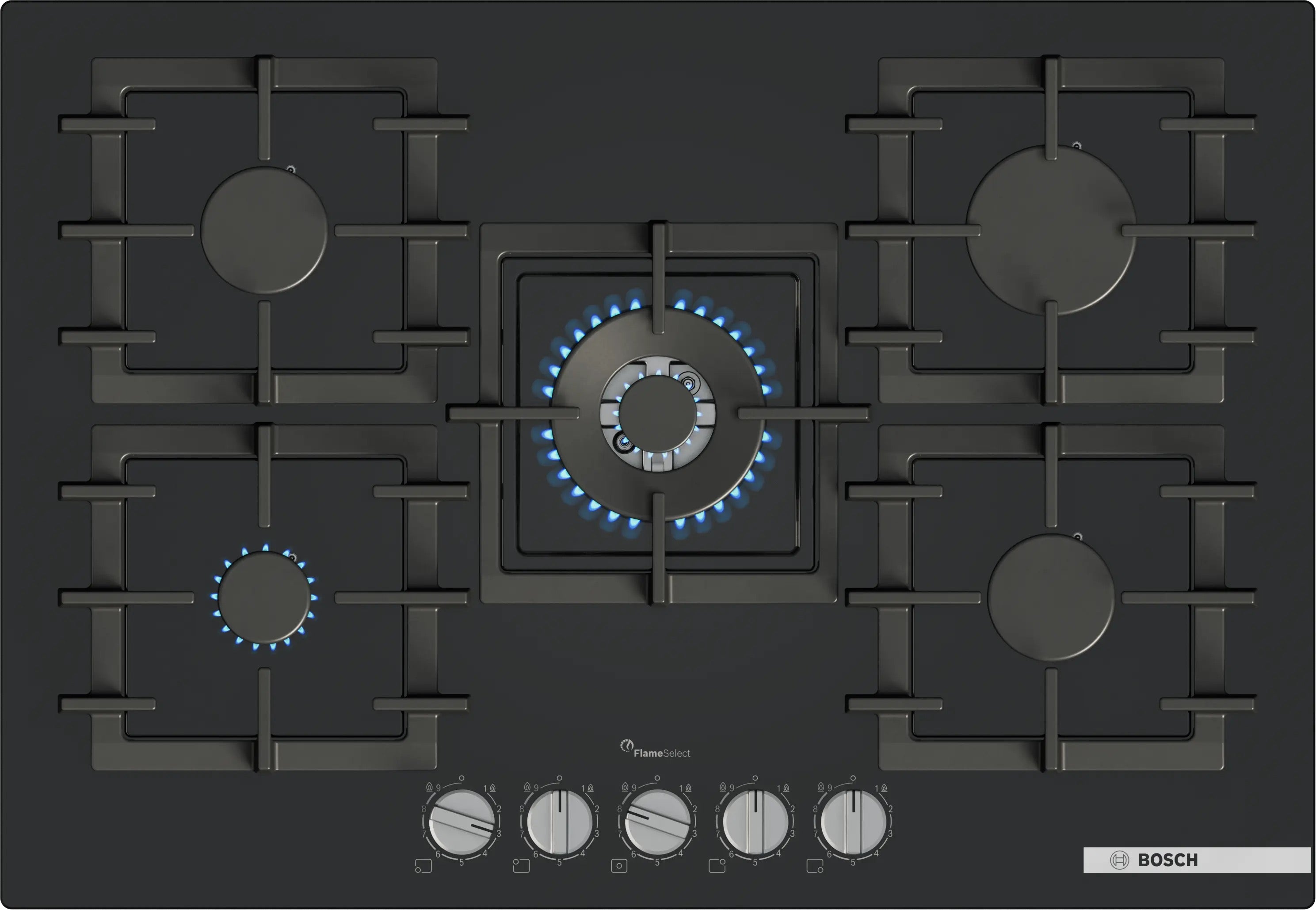 Bosch Series 6 Gas hob 75 cm Tempered glass, Black - PPQ7A6I40