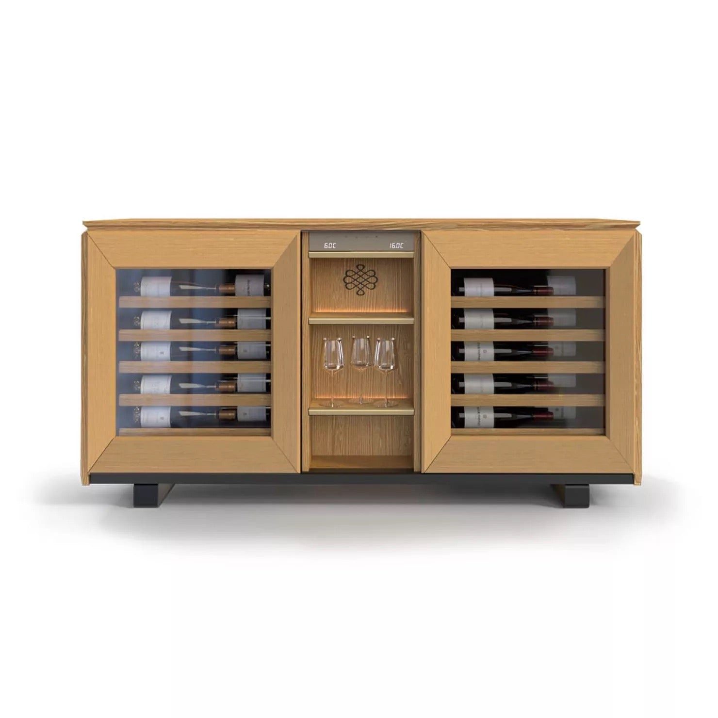 EuroCave 2-temperature sideboard wine cabinet in light oak - Harmonie