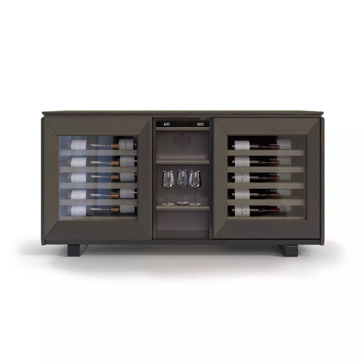 EuroCave 2-temperature sideboard wine cabinet in brown smoked - Harmonie