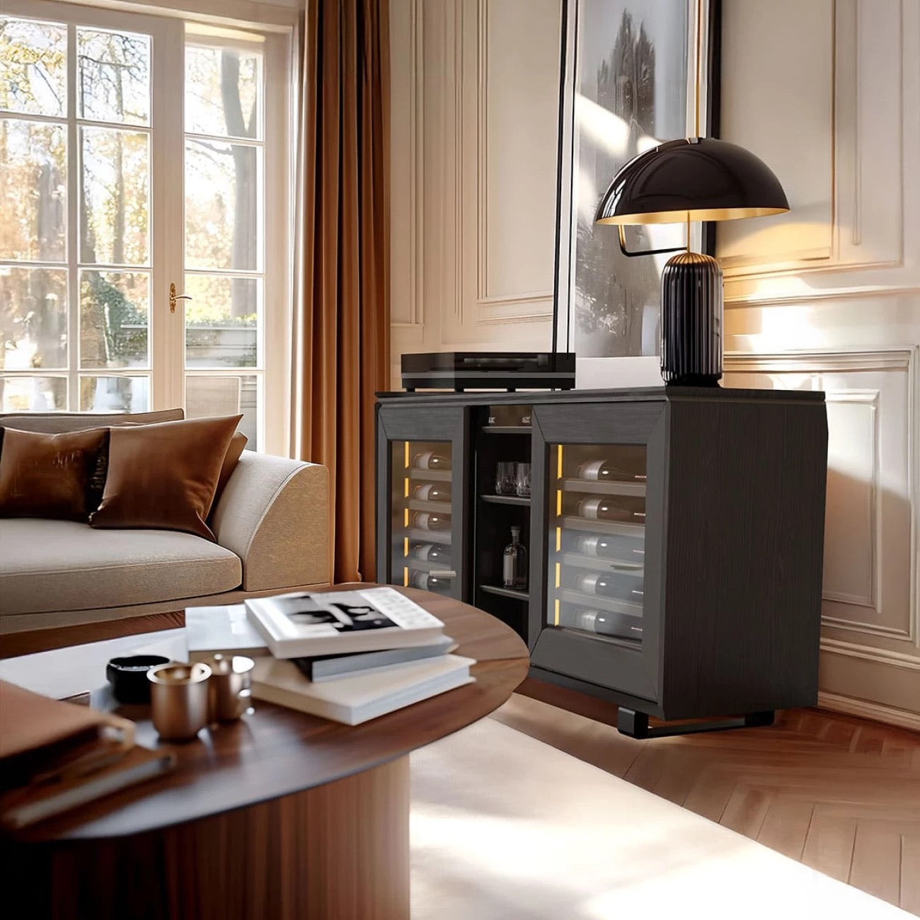 EuroCave 2-temperature sideboard wine cabinet in brown smoked - Harmonie