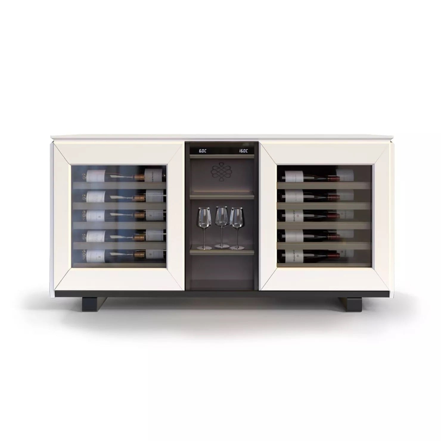 EuroCave 2-temperature sideboard wine cabinet, white - Harmonie