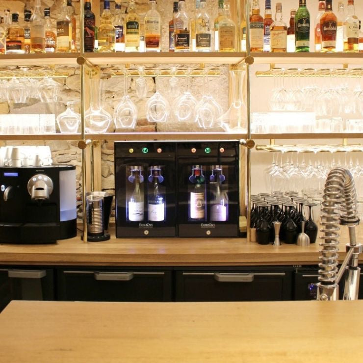 EuroCave 2-bottle wine bar - brings wine to the correct temperature and preserves open bottles